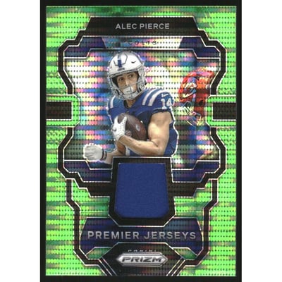 2023 Panini Prizm Premier Jerseys Neon Green Pulsar #27 Alec Pierce