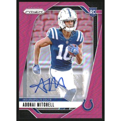 2024 Panini Prizm Autographs Prizms Pink #303 Adonai Mitchell