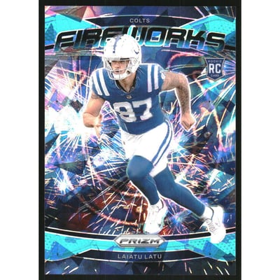 2024 Panini Prizm Fireworks Prizms Blue Ice #17 Laiatu Latu