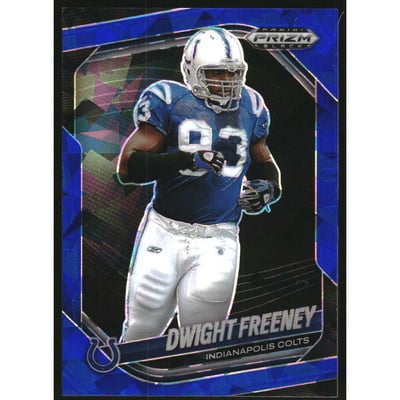 2025 Panini Prizm Black Prizms Blue Ice #69 Dwight Freeney