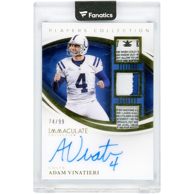 Adam Vinatieri Indianapolis Colts Autographed 2025 Panini Immaculate Collection Triple Relics #IPCA-AVI #74/99 Card