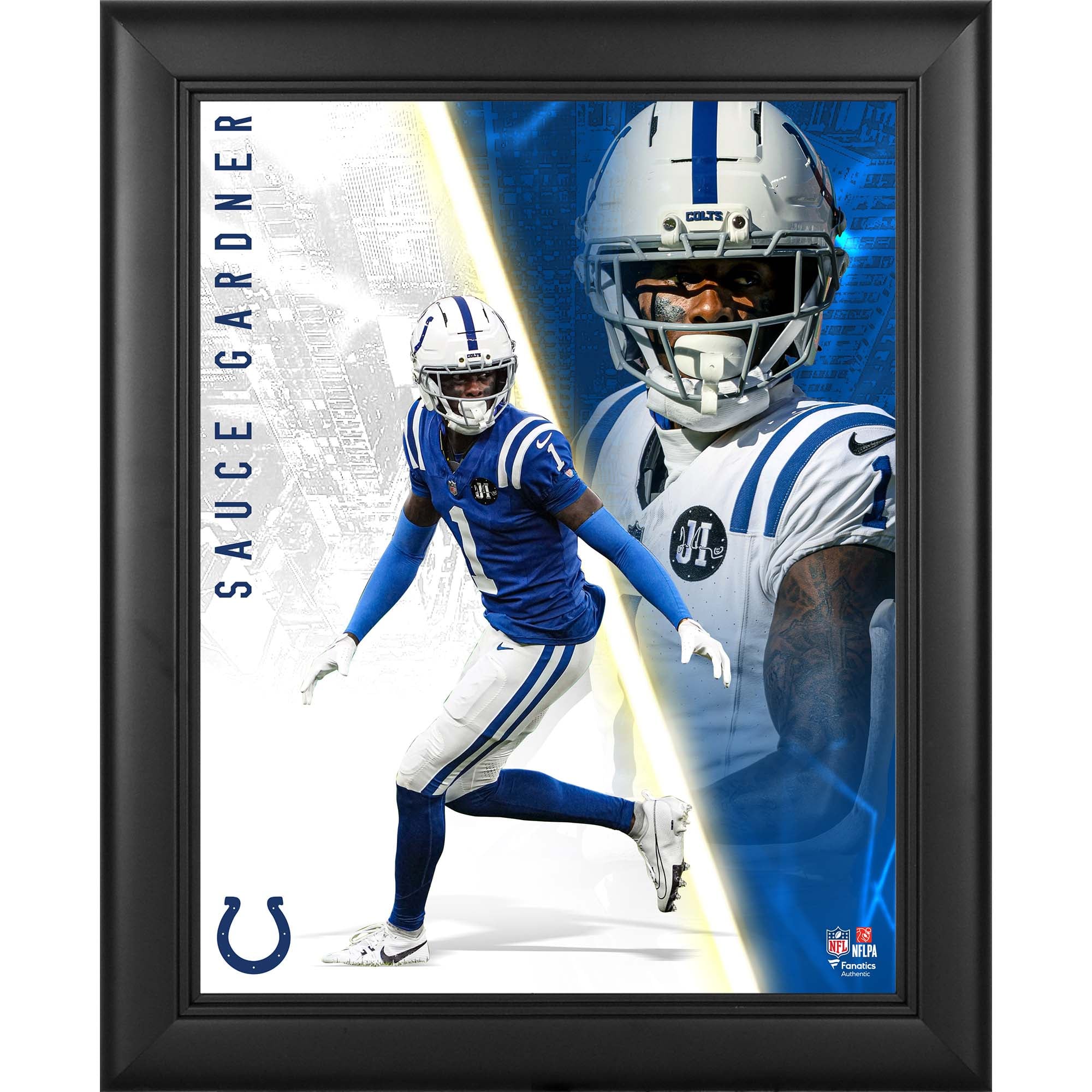 Collage Radiance encadré d'Ahmad Sauce Gardner, Indianapolis Colts, 33 x 41 cm