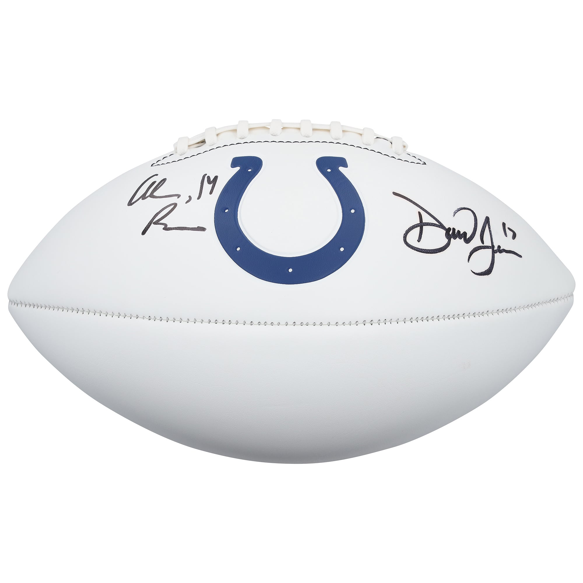 Ballon de football américain Franklin White Panel autographié par Alec Pierce et Daniel Jones des Indianapolis Colts