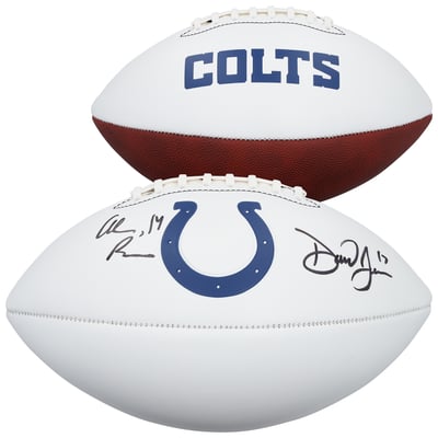 Alec Pierce & Daniel Jones Indianapolis Colts Autographed Fanatics Authentic Franklin White Panel Football 