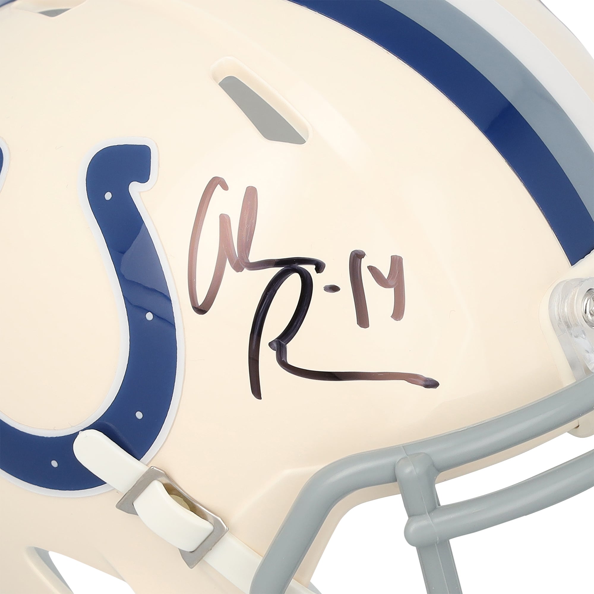 Casque miniature rétro Riddell Speed ​​autographié par Alec Pierce des Indianapolis Colts