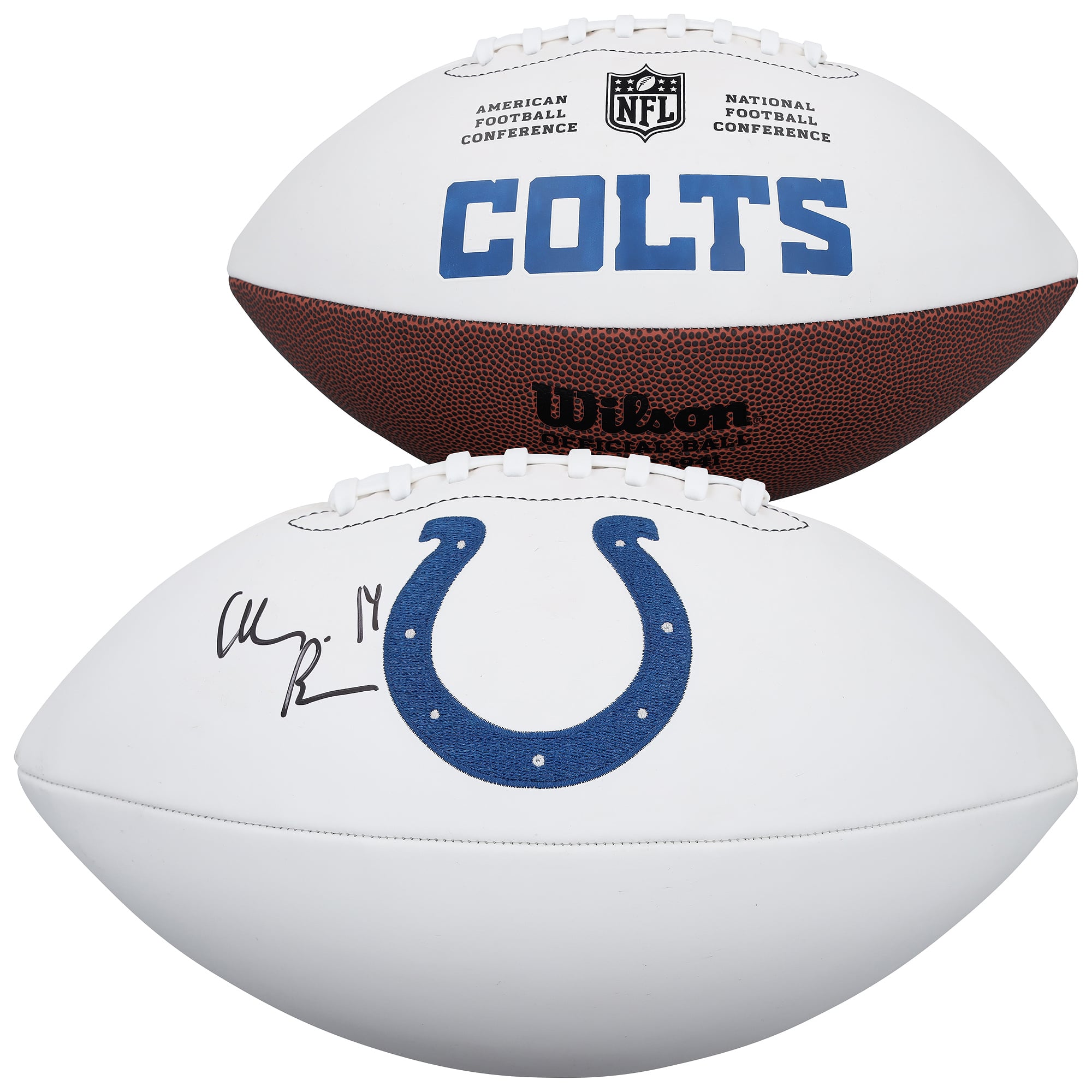 Ballon de football américain Wilson White Panel autographié par Alec Pierce, des Indianapolis Colts