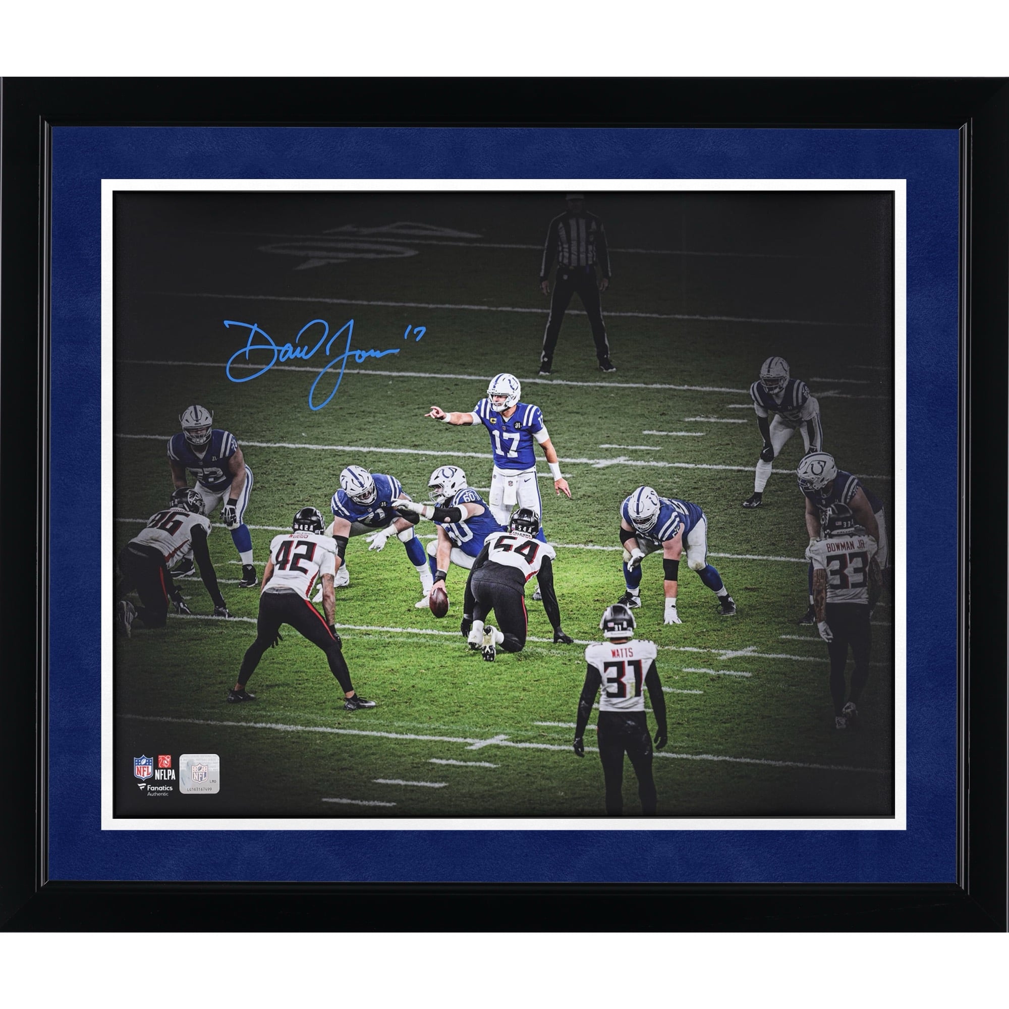 Daniel Jones Indianapolis Colts Autographed 16" x 20" Pointing at the Line of Scrimmage Spotlight Photograph
