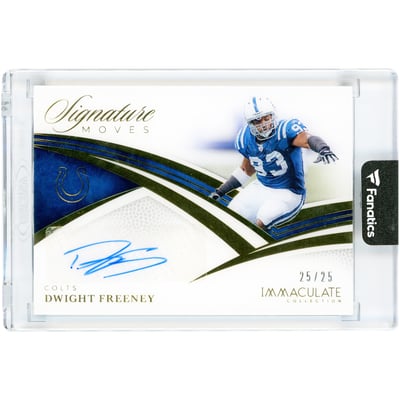 Dwight Freeney Indianapolis Colts Autographed 2025 Panini Immaculate Collection Signature Moves #SM-DFY #25/25 Card