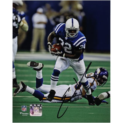 Edgerrin James Indianapolis Colts Autographed Fanatics Authentic 8" x 10" Running with the Football vs. Minnesota Vikings Photograph