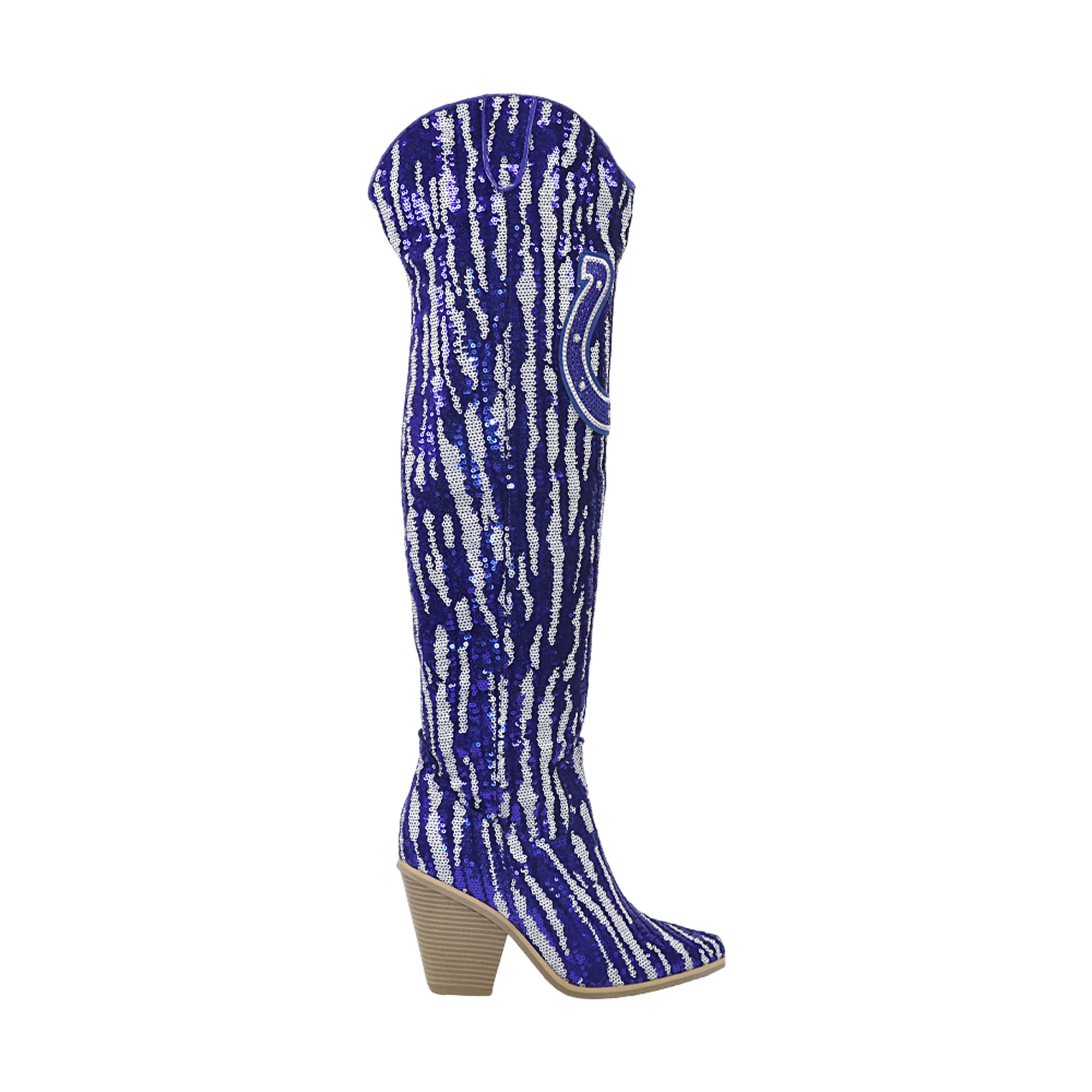 FABGATING by Cuce  Indianapolis Colts Over-the-Knee Two-Tone Sequin Boots