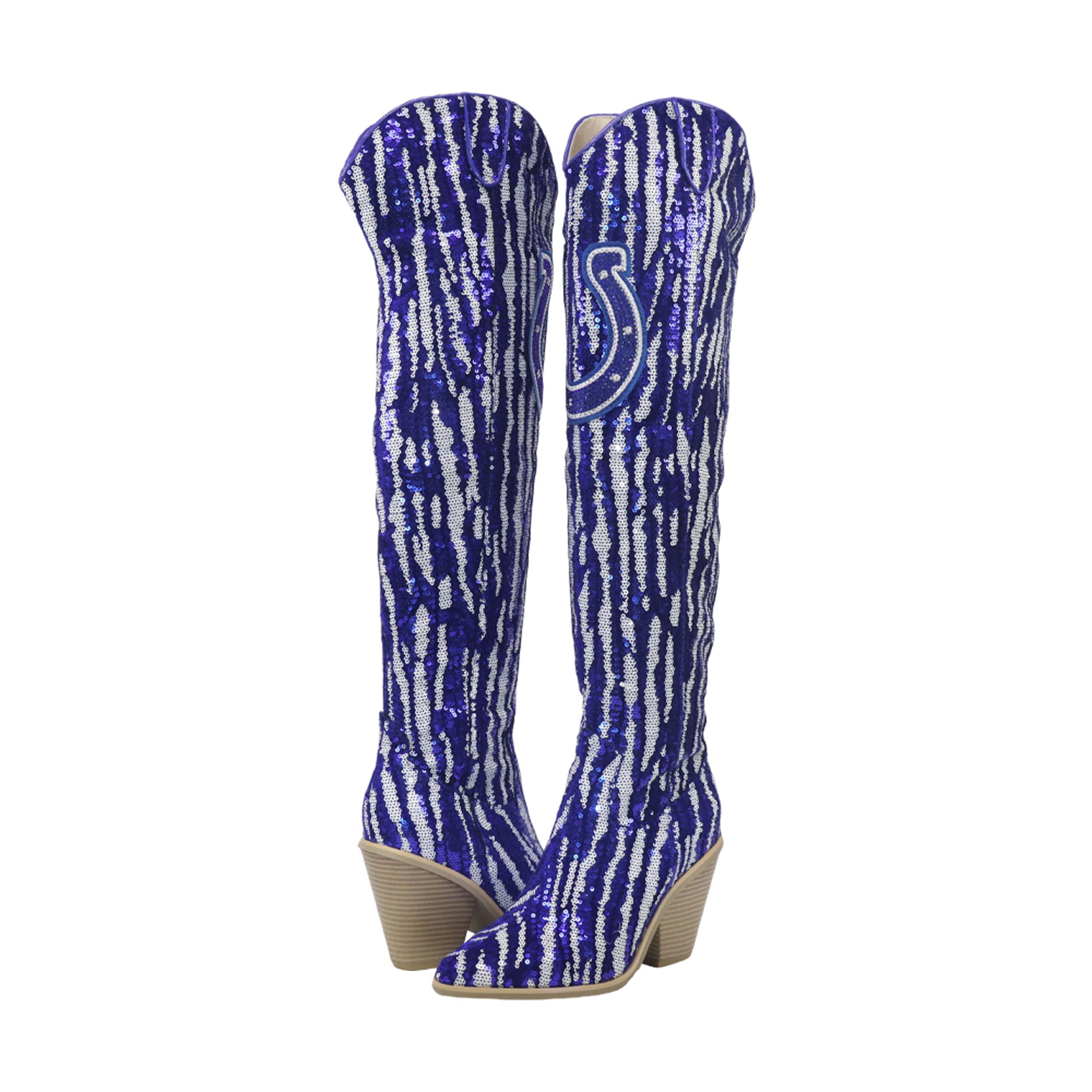 FABGATING by Cuce  Indianapolis Colts Over-the-Knee Two-Tone Sequin Boots