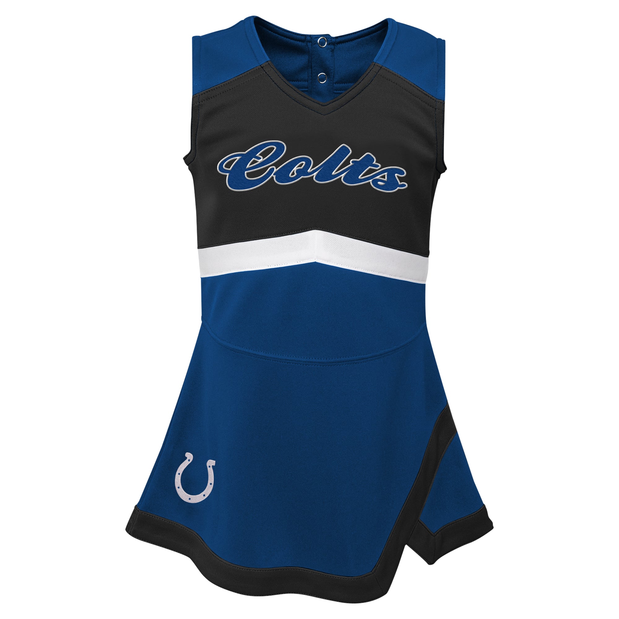 Girls Toddler Royal Indianapolis Colts Cheer Captain Dress with Bloomers