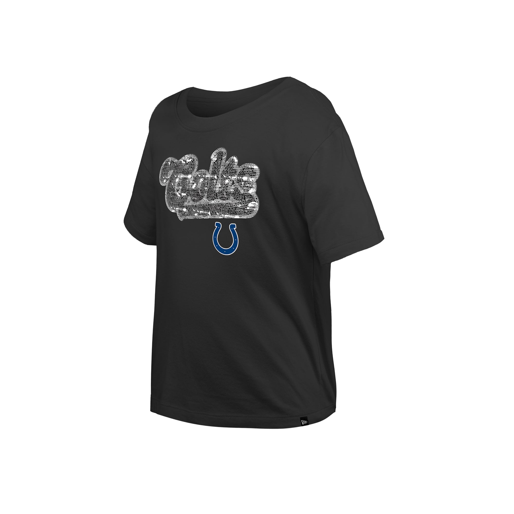 Girls Youth New Era Black Indianapolis Colts Flip Sequin Boxy T-Shirt