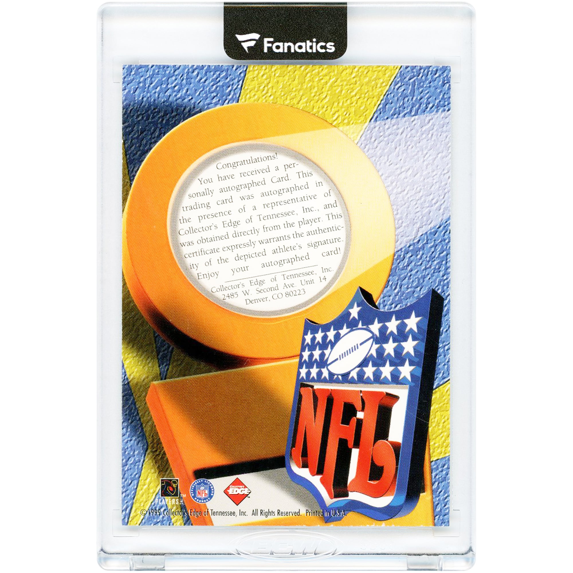 Carte authentique Collector Edge Pro Signature de Marvin Harrison, joueur des Indianapolis Colts, signée en 1999 (n° NNO).