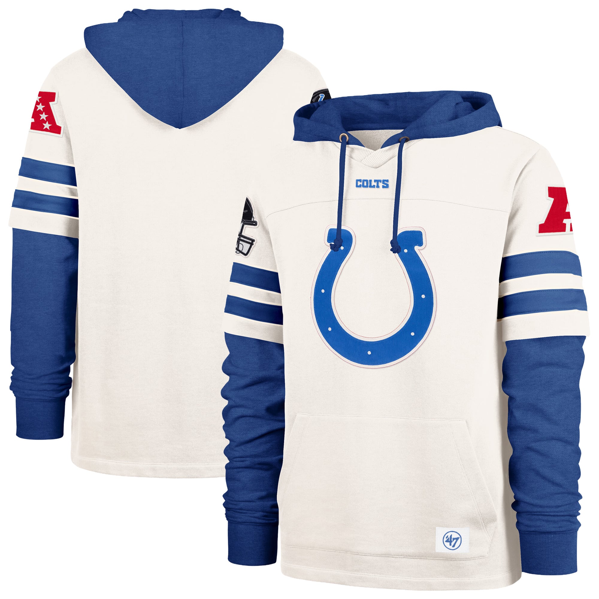 Sweat à capuche pour homme '47 Cream Indianapolis Colts Split Zone Cornerback Duo Lacer