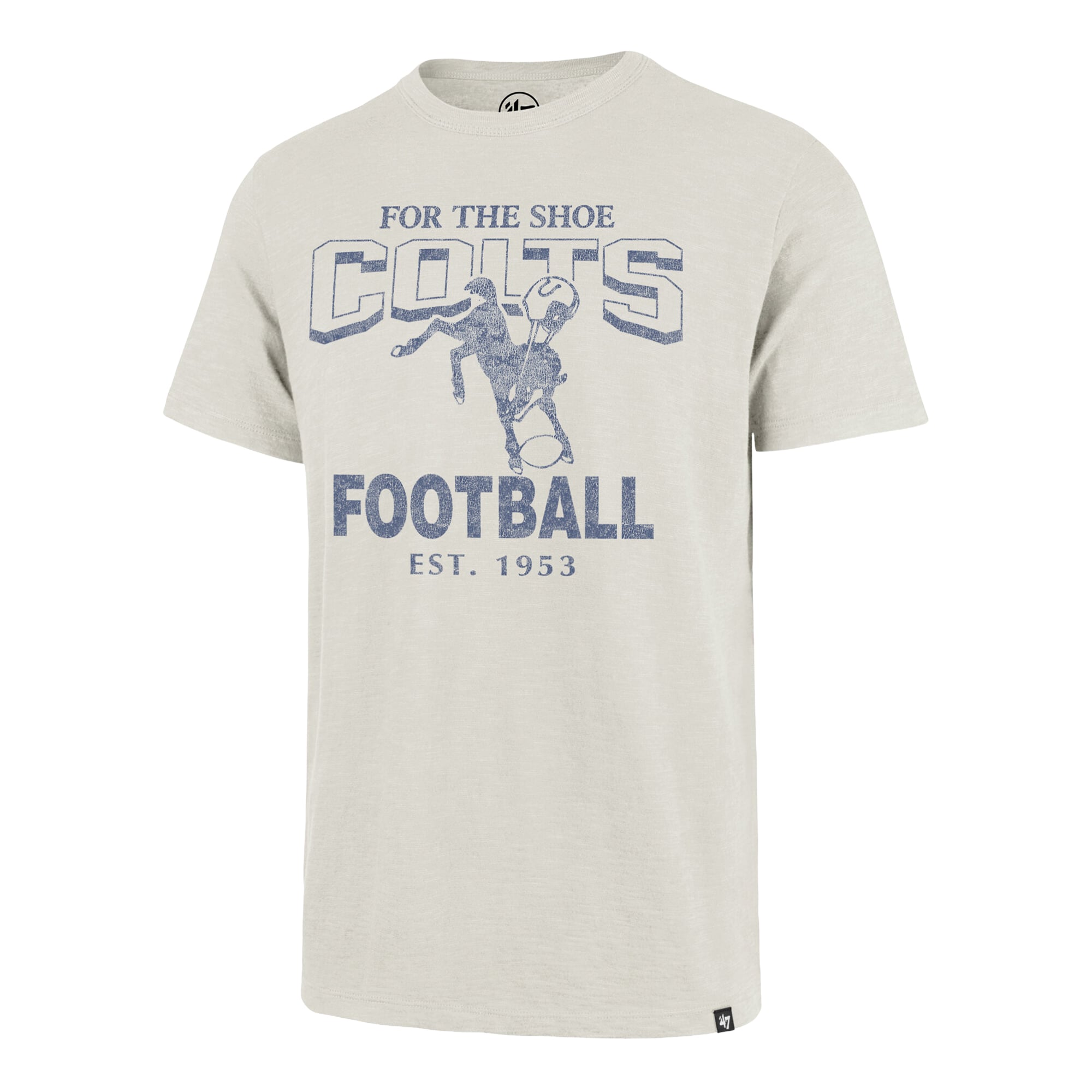 Men's '47 Natural Indianapolis Colts Head On Scrum Slub T-Shirt