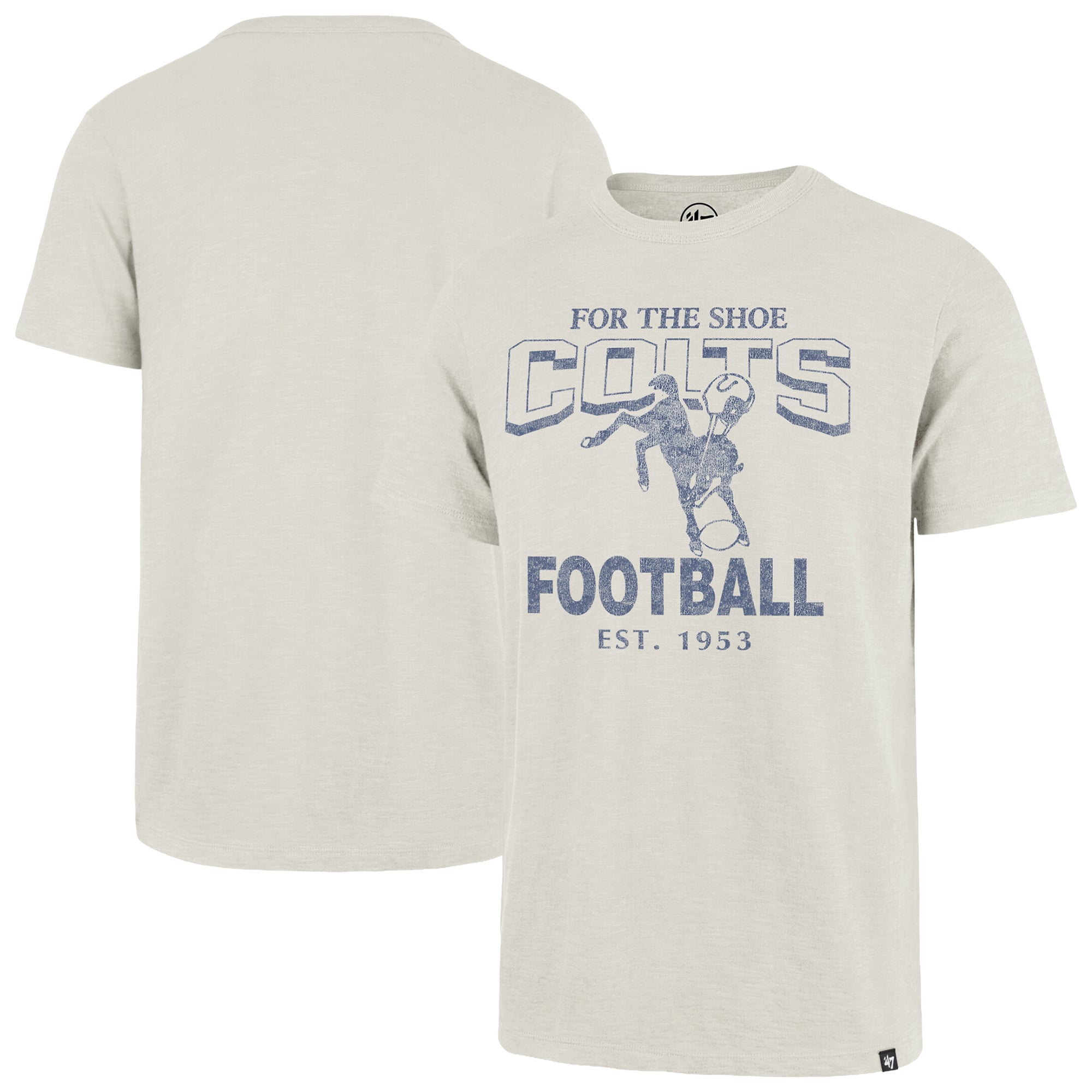 Men's '47 Natural Indianapolis Colts Head On Scrum Slub T-Shirt
