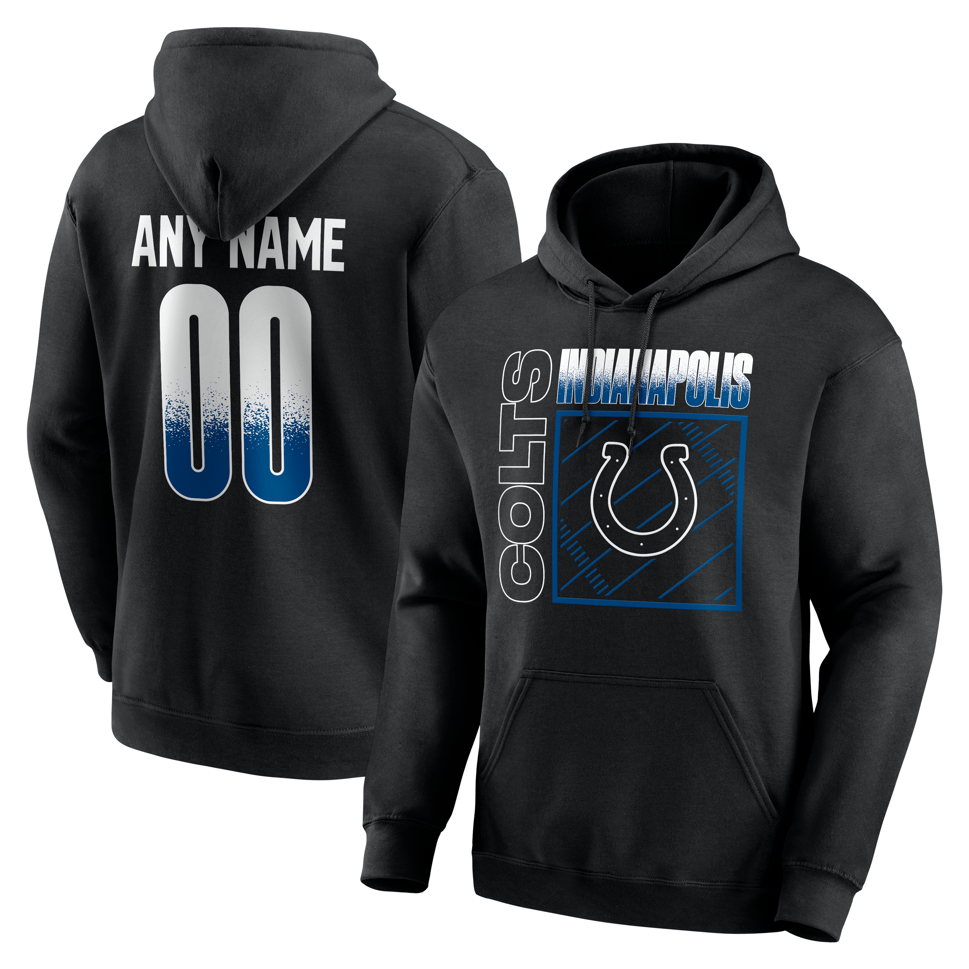 Men's Black Indianapolis Colts Home Field Pop Personalized Name & Number Hoodie