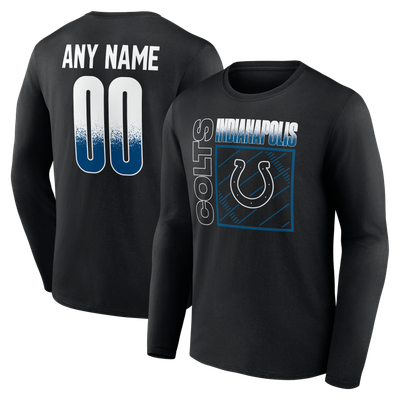 Indianapolis Colts Home Field Pop Personalized Name & Number Long Sleeve T-Shirt - Black
