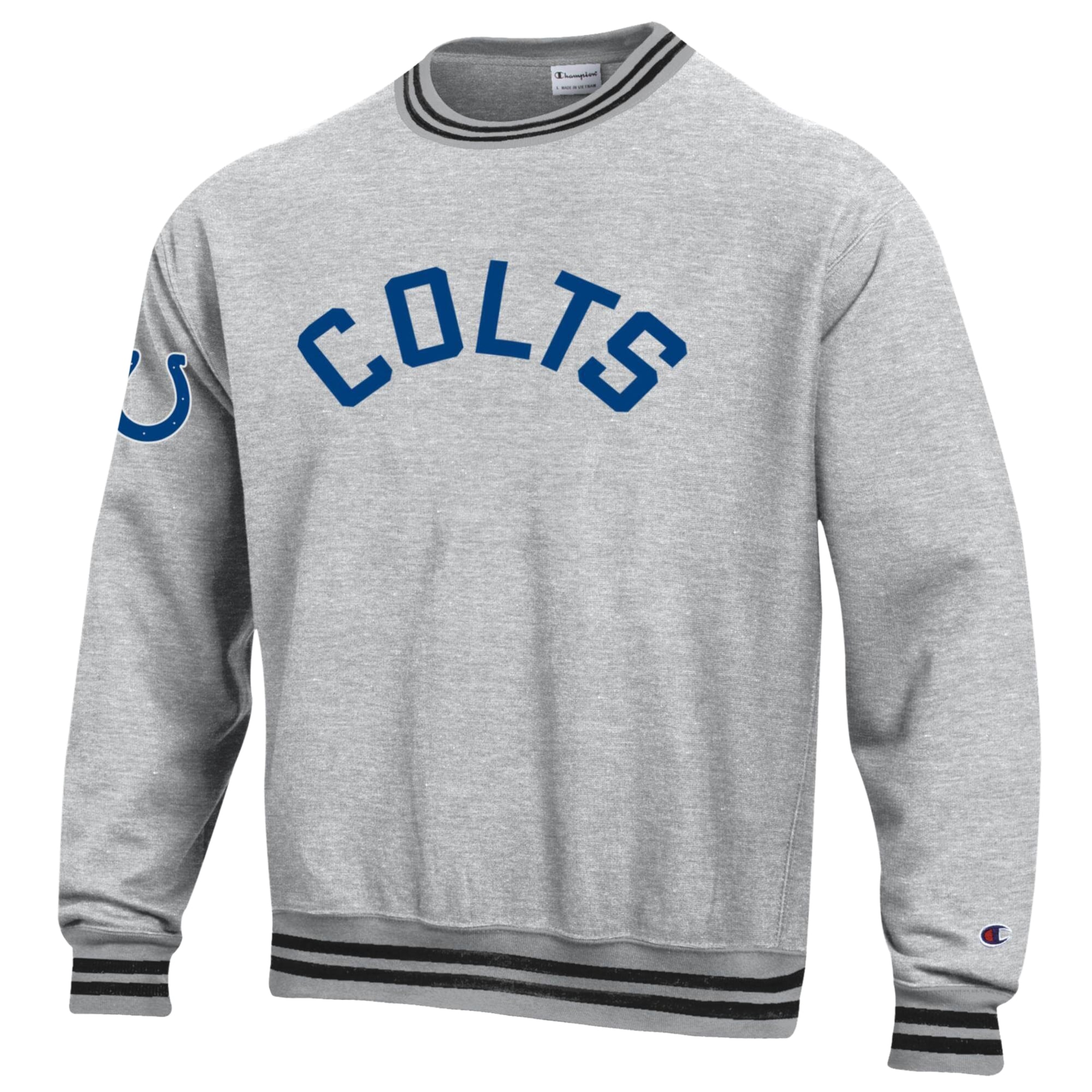 Men's Champion Heather Gray/Black Indianapolis Colts Reverse Weave Yarn Dye Sweatshirt
