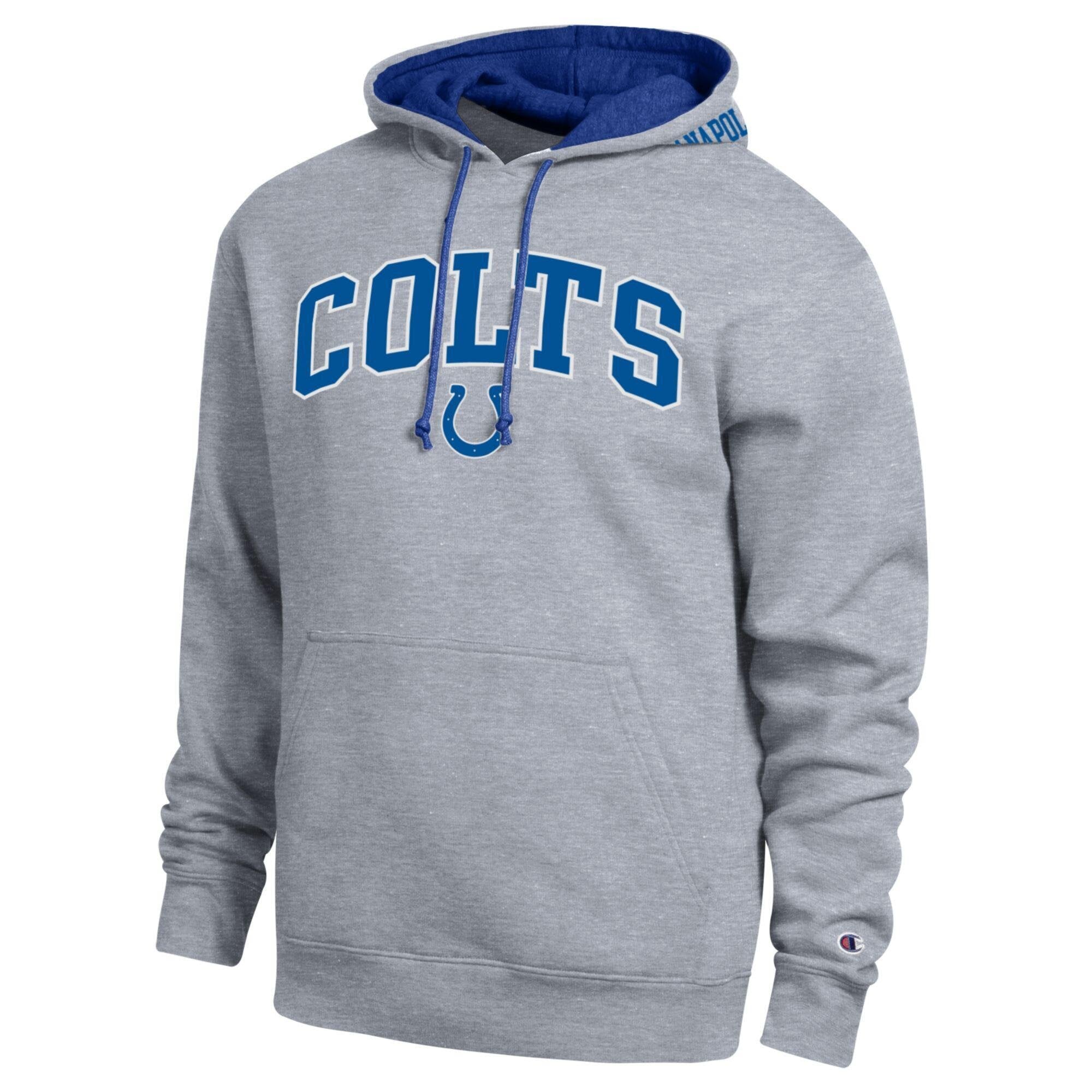 Men's Champion  Heather Gray/Royal Indianapolis Colts Contrast Hoodie