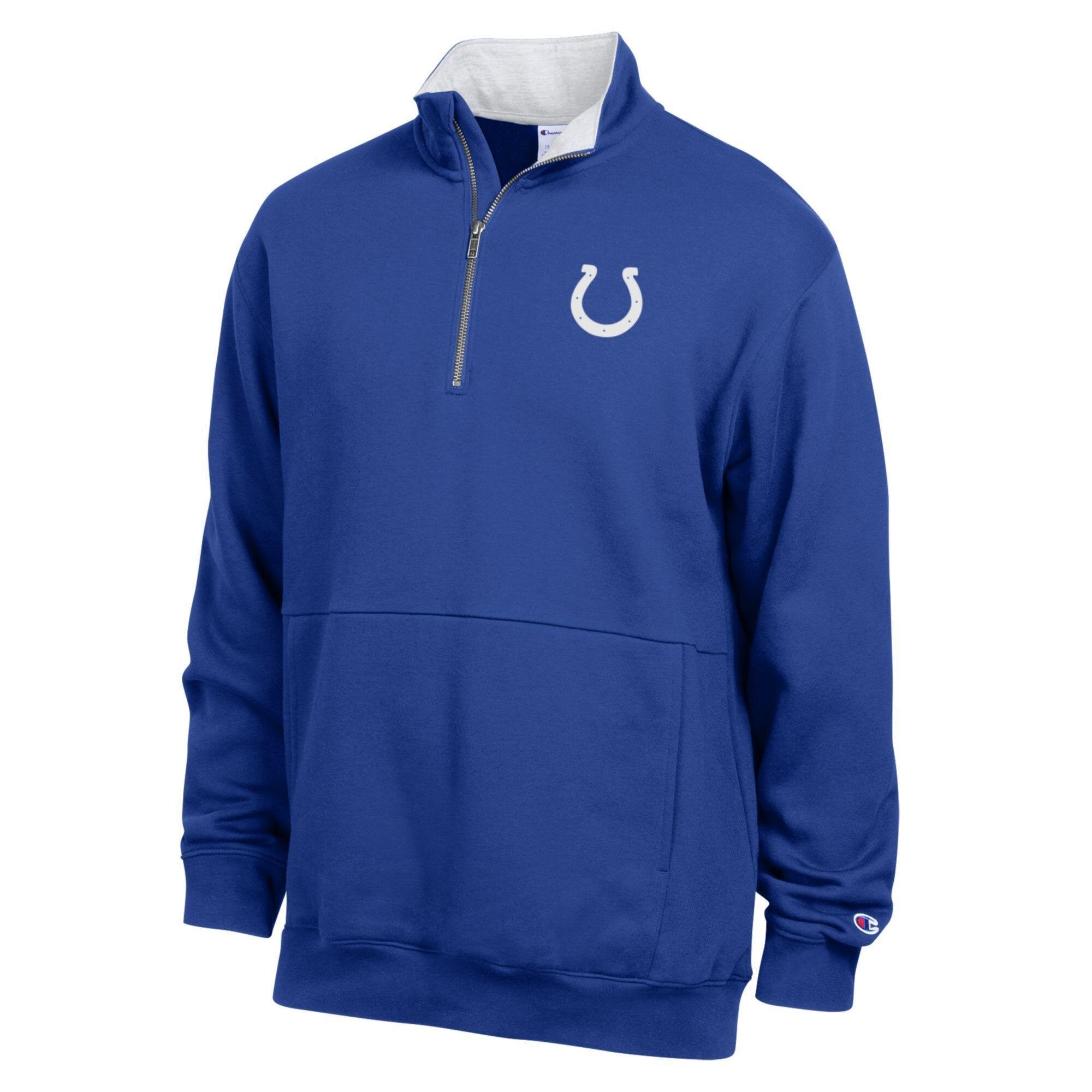 Pull-over à col zippé en polaire Champion bleu royal et blanc Indianapolis Colts pour homme