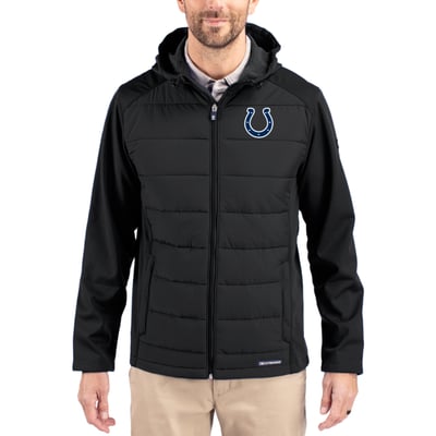 Indianapolis Colts Cutter & Buck  Evoke PrimaLoft Hybrid Eco Softshell Recycled Full-Zip Hooded Jacket - Black