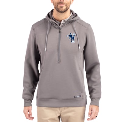 Indianapolis Colts Cutter & Buck Throwback Roam Eco Half-Zip Recycled Pullover Hoodie - Gray