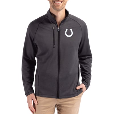 Indianapolis Colts Cutter & Buck Peshastin Eco Fleece Recycled Raglan Tri-Blend Full-Zip Jacket -  Heather Black