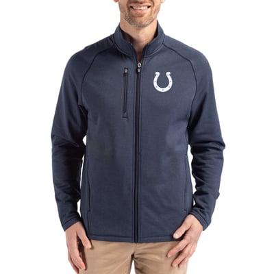 Indianapolis Colts Cutter & Buck Peshastin Eco Fleece Recycled Raglan Tri-Blend Full-Zip Jacket -  Heather Navy