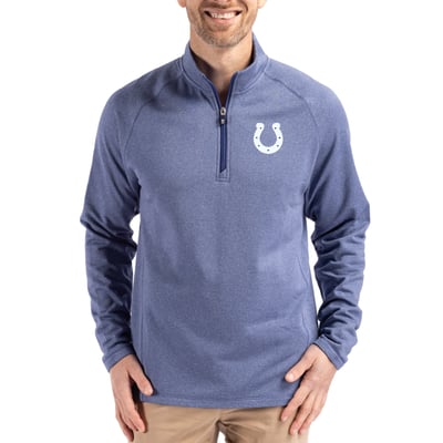 Indianapolis Colts Cutter & Buck Peshastin Eco Fleece Tri-Blend Raglan Recycled Quarter-Zip Jacket -  Heather Royal