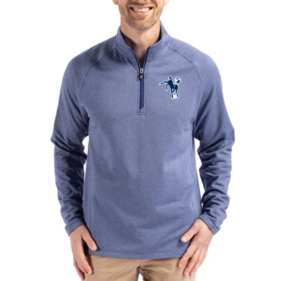Indianapolis Colts Cutter & Buck Peshastin Eco Fleece Tri-Blend Raglan Recycled Quarter-Zip Jacket -  Heather Royal