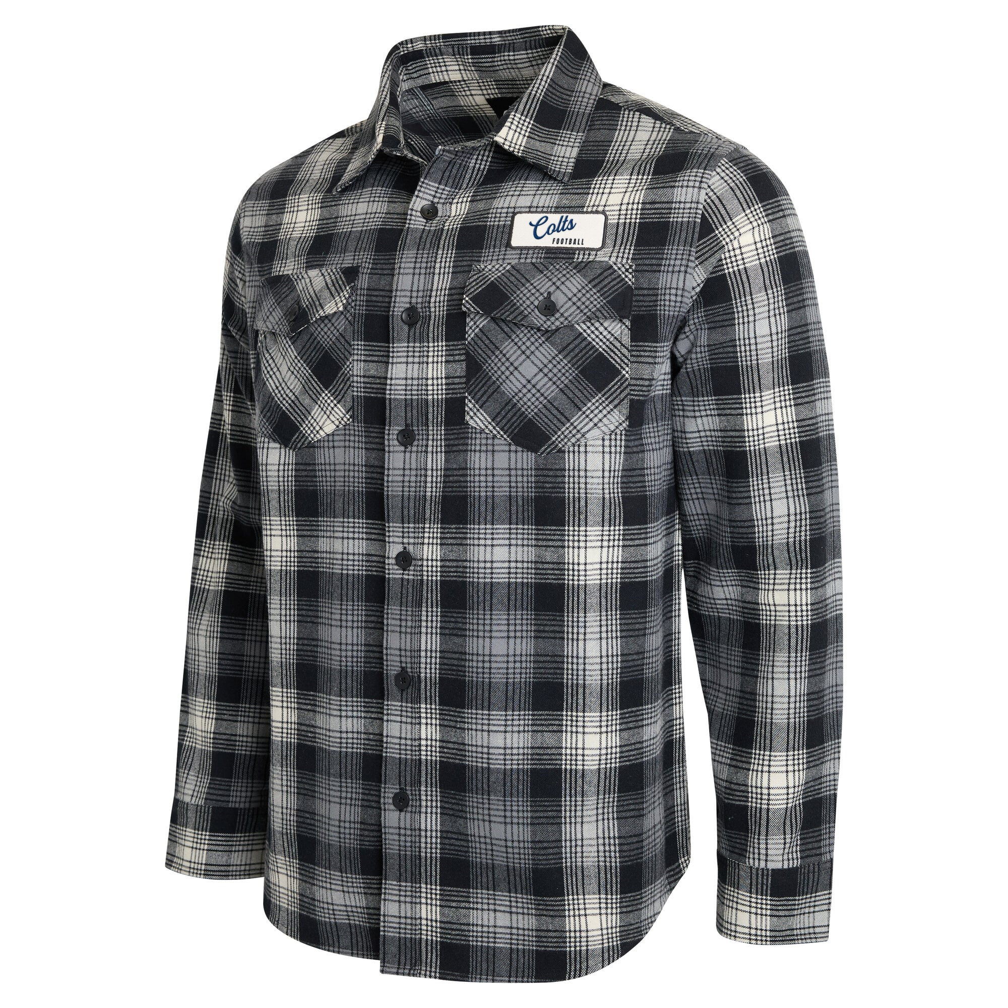 Men's Darius Rucker Collection by Fanatics Black Indianapolis Colts Flannel Plaid Long Sleeve Button Up Shirt