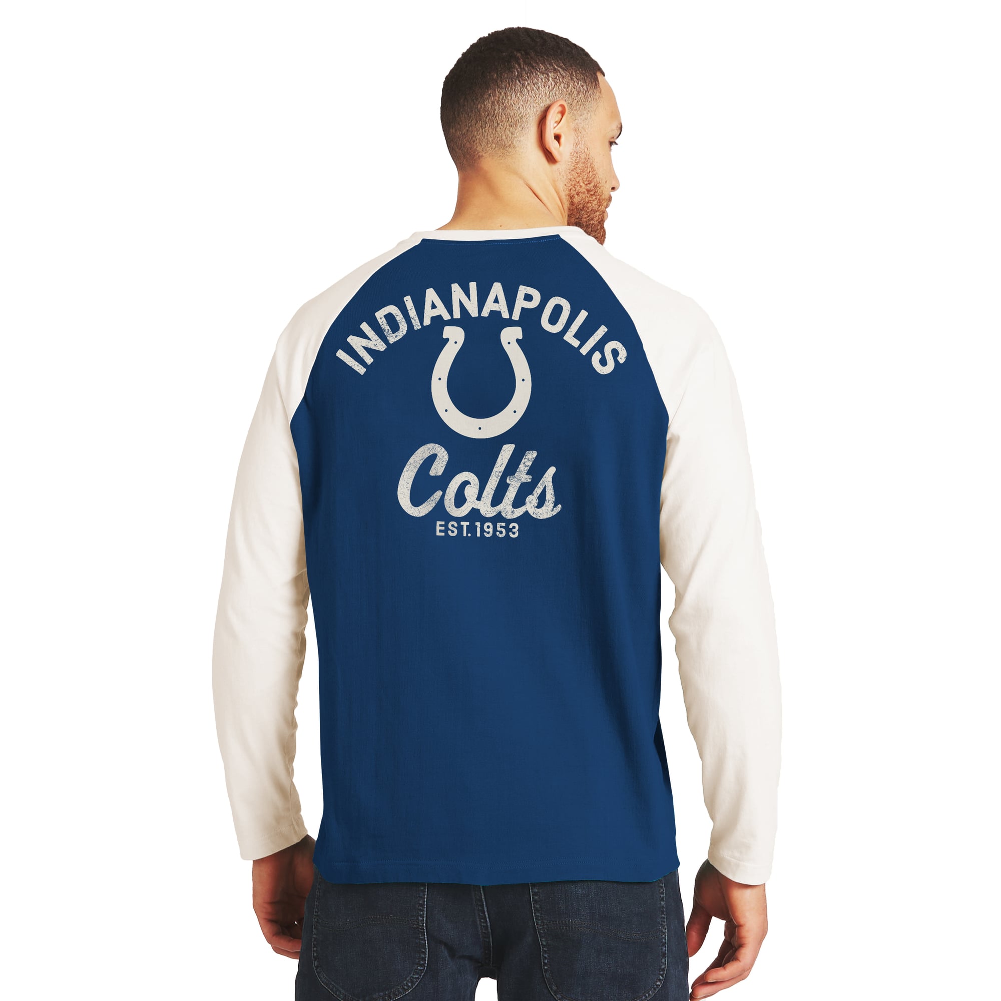 T-shirt à manches longues Henley Indianapolis Colts de la collection Darius Rucker pour homme par Fanatics, bleu royal/crème