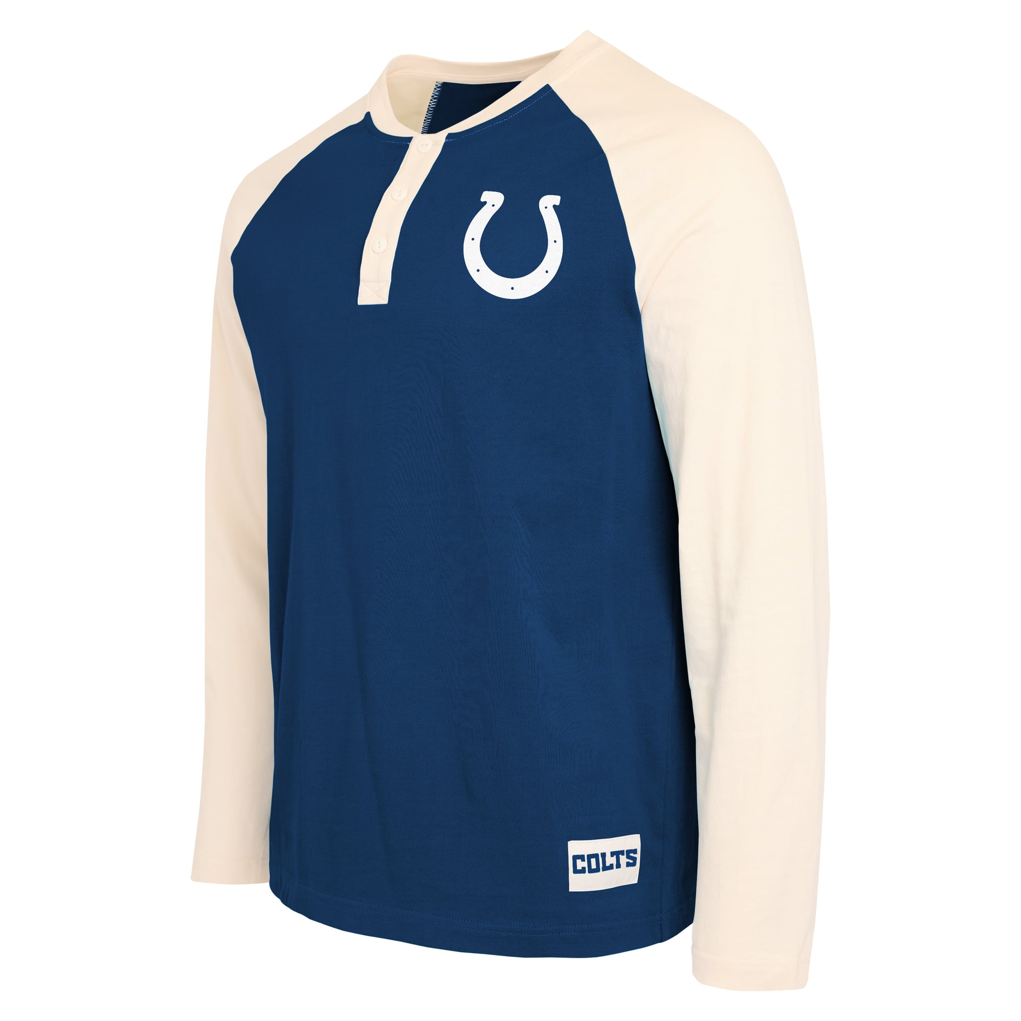 T-shirt à manches longues Henley Indianapolis Colts de la collection Darius Rucker pour homme par Fanatics, bleu royal/crème