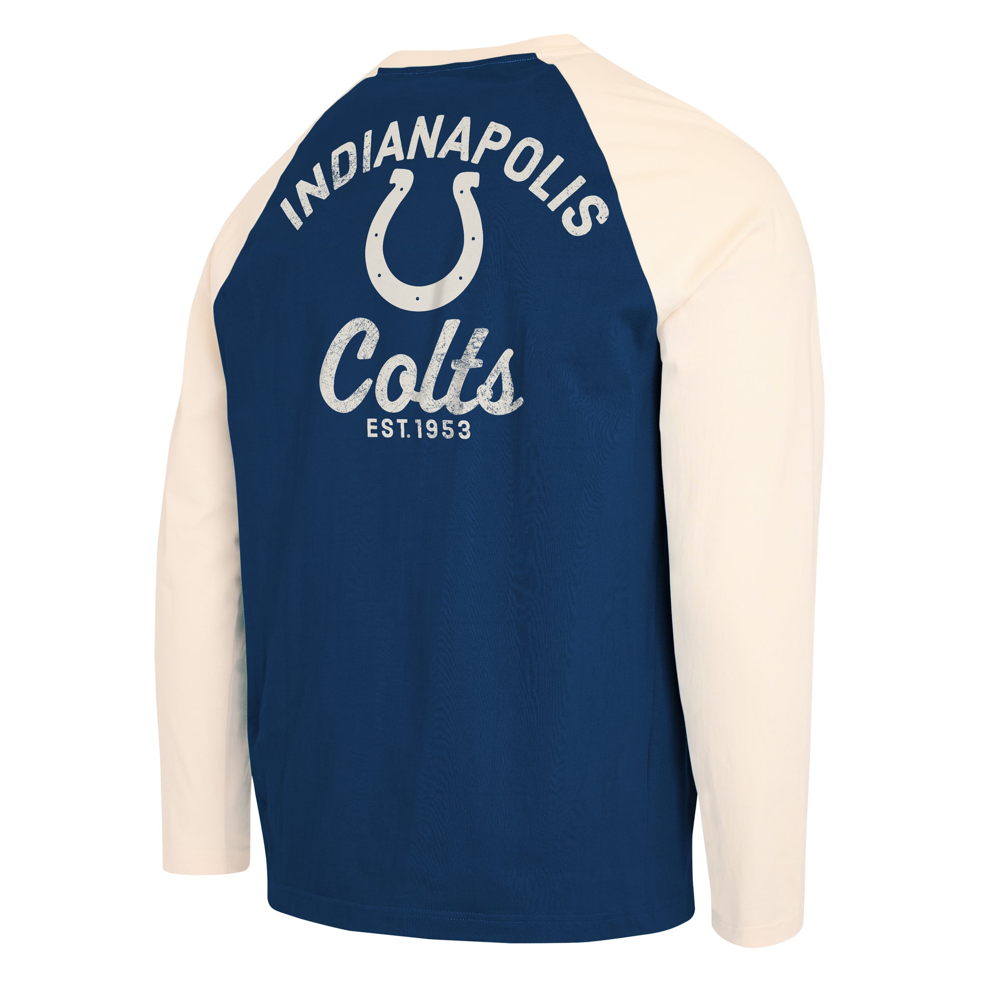 T-shirt à manches longues Henley Indianapolis Colts de la collection Darius Rucker pour homme par Fanatics, bleu royal/crème