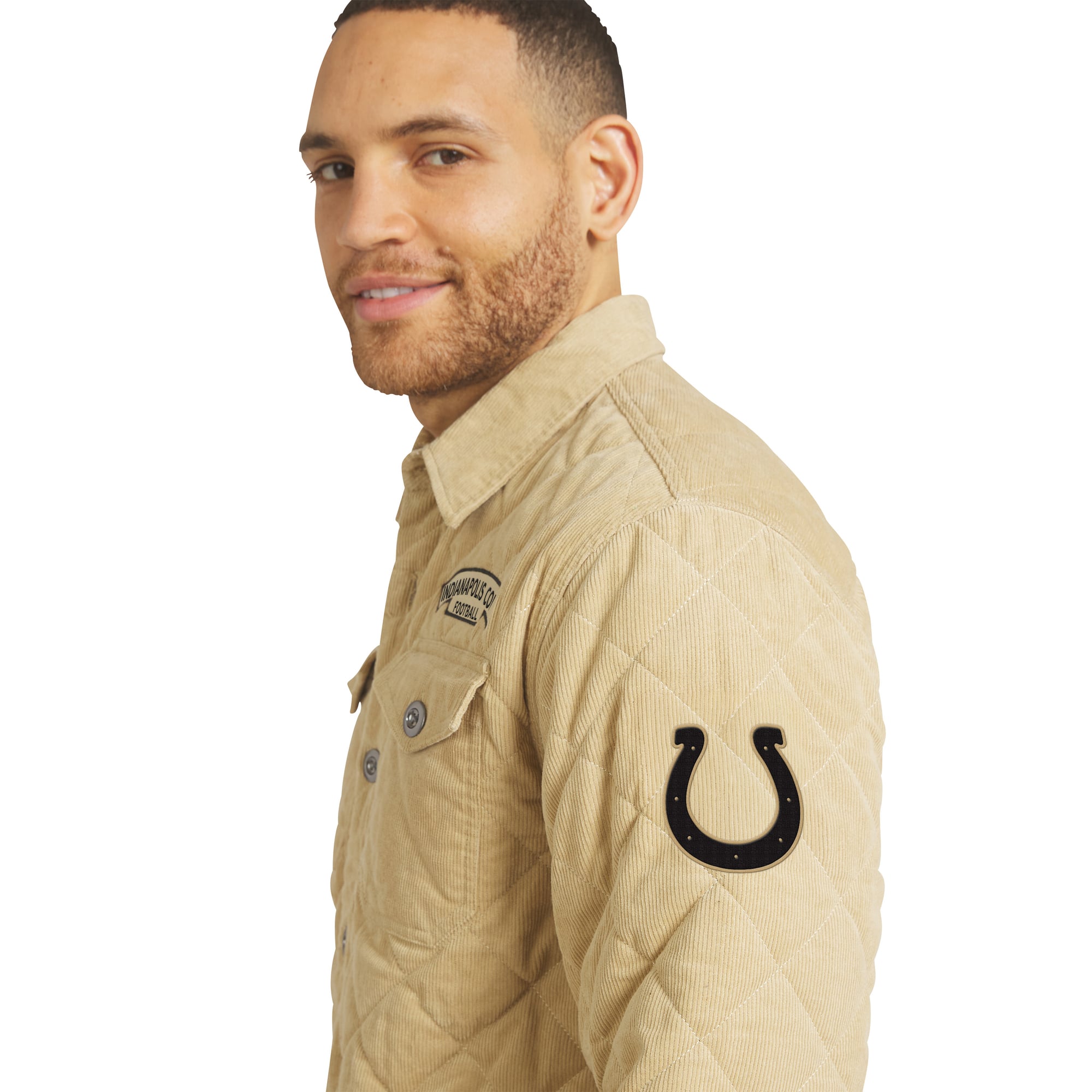 Men's Darius Rucker Collection by Fanatics Tan Indianapolis Colts Button-Up Thin-Wale Corduroy Shacket