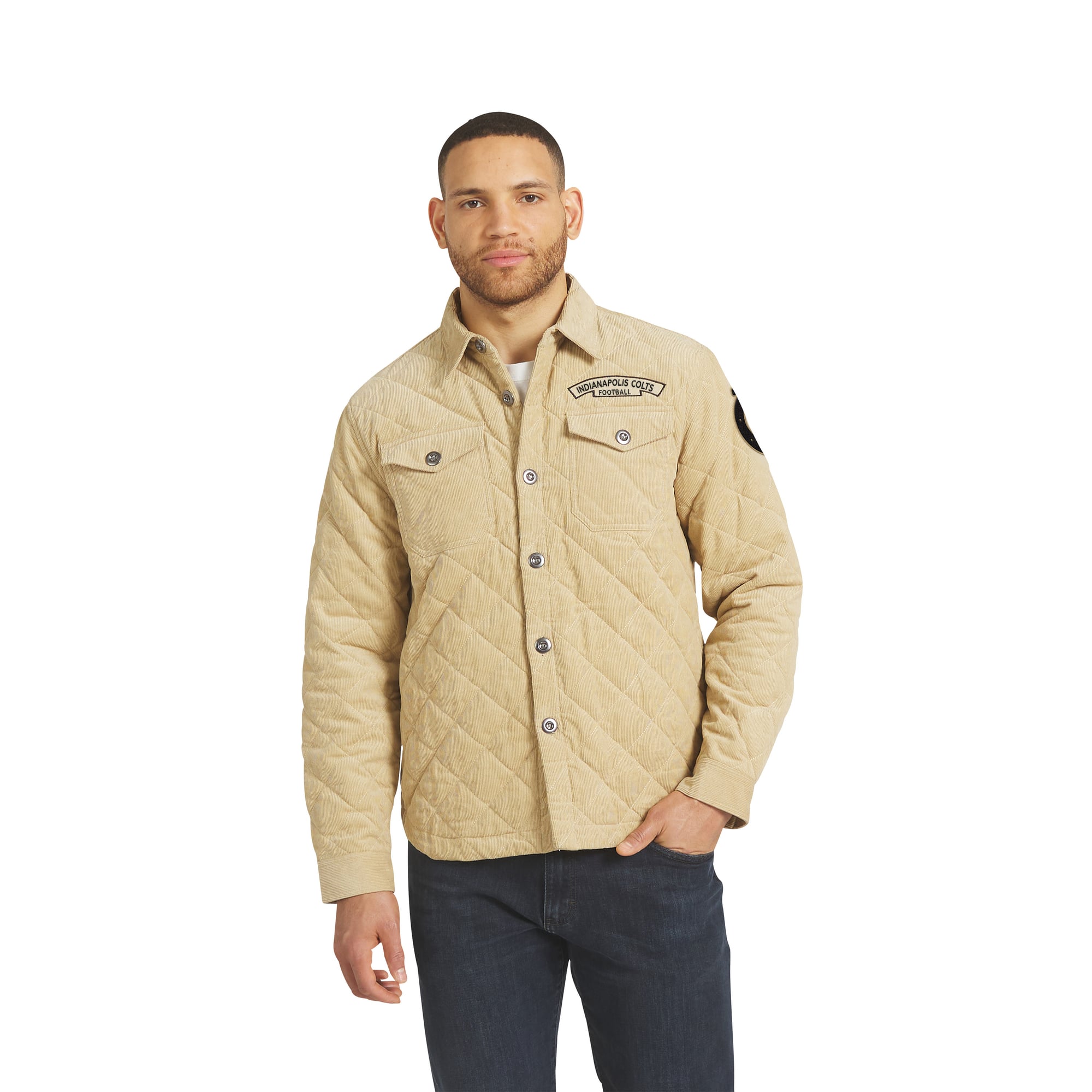 Men's Darius Rucker Collection by Fanatics Tan Indianapolis Colts Button-Up Thin-Wale Corduroy Shacket