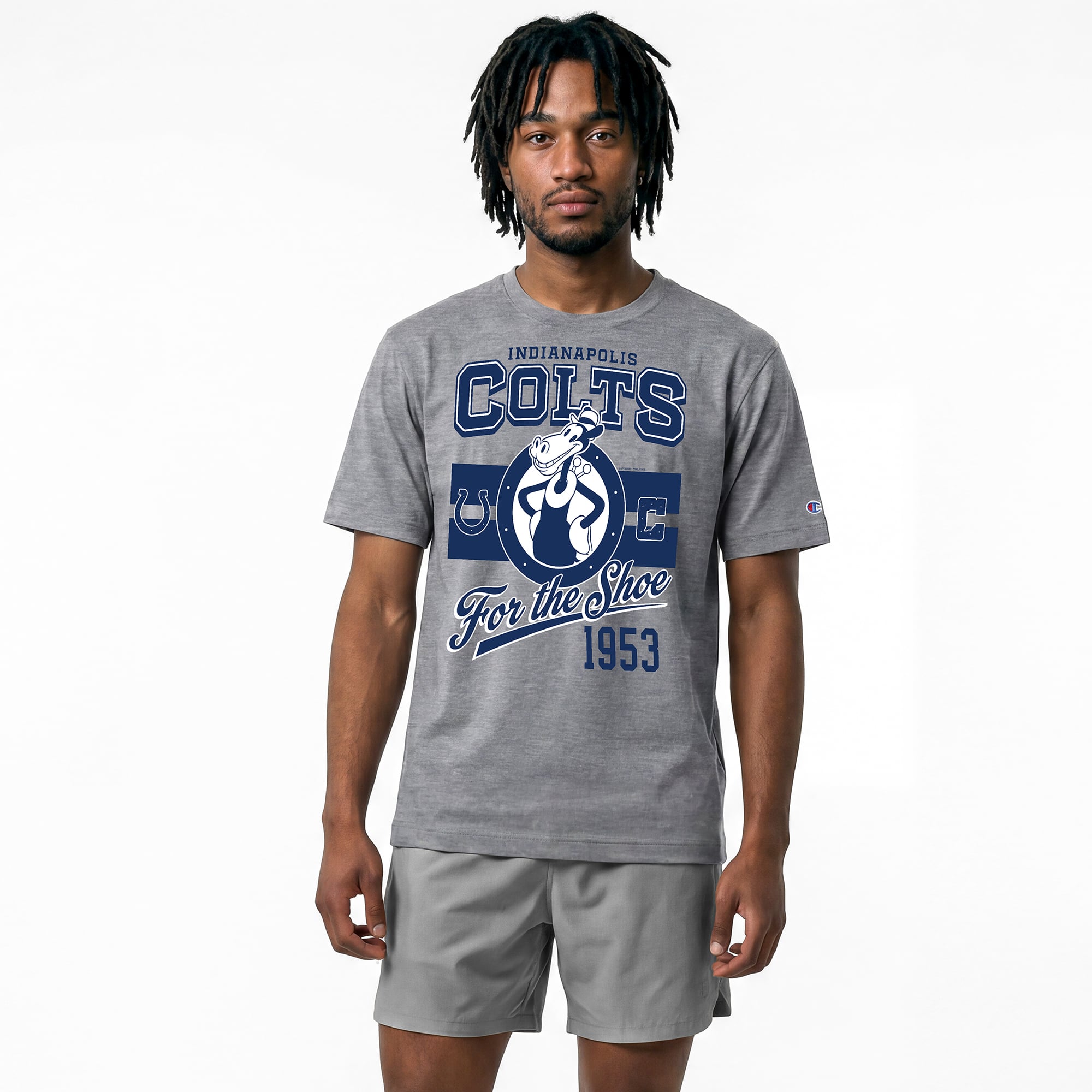 Men's Disney x Champion Gray Indianapolis Colts Horace Horsecollar All-Star T-Shirt