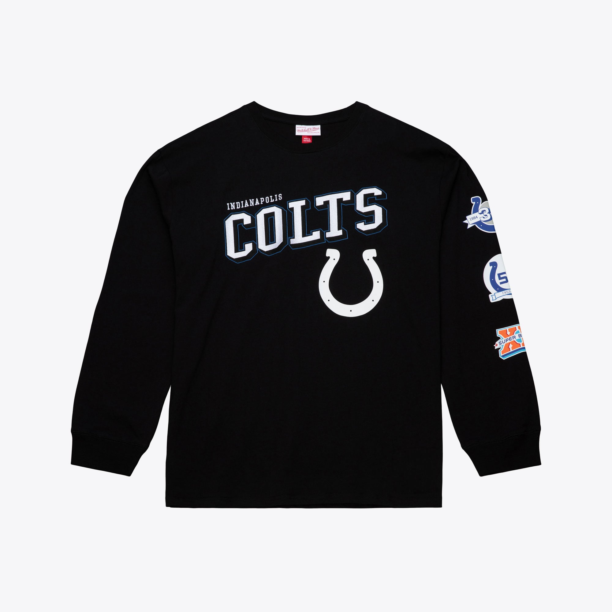 T-shirt à manches longues Mitchell & Ness noir pour homme, grandes tailles, Indianapolis Colts, camp d'entraînement