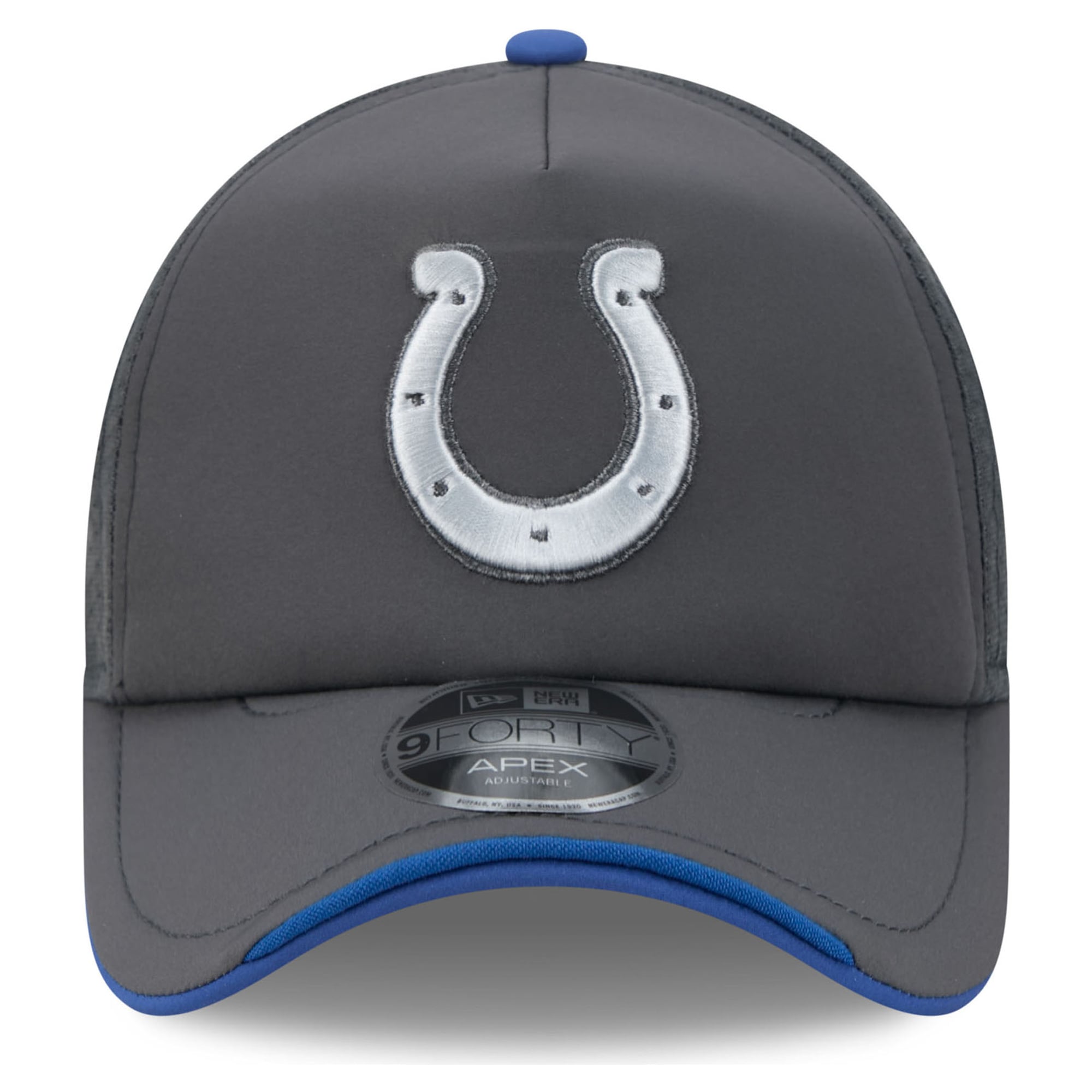 Casquette ajustable New Era Apex anthracite pour homme, collection Indianapolis Colts 2026 Rivalries, modèle 9FORTY.