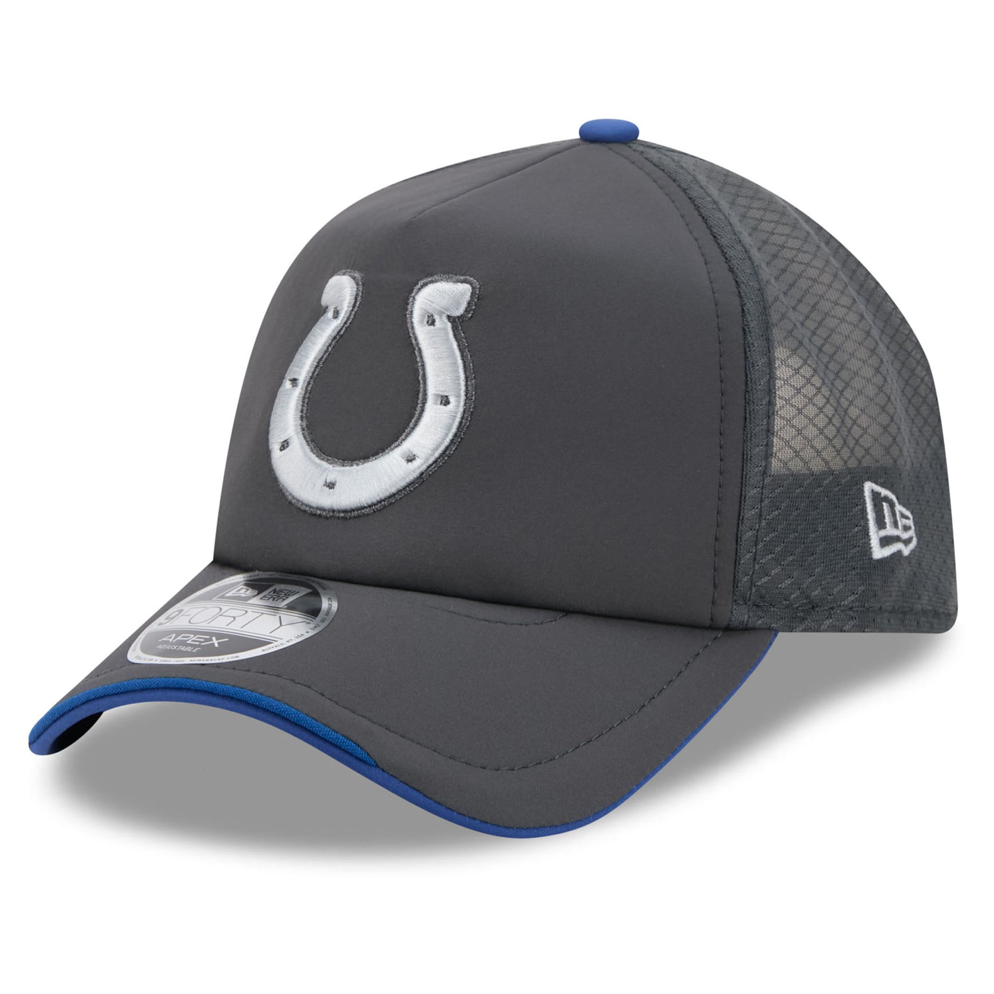 Casquette ajustable New Era Apex anthracite pour homme, collection Indianapolis Colts 2026 Rivalries, modèle 9FORTY.