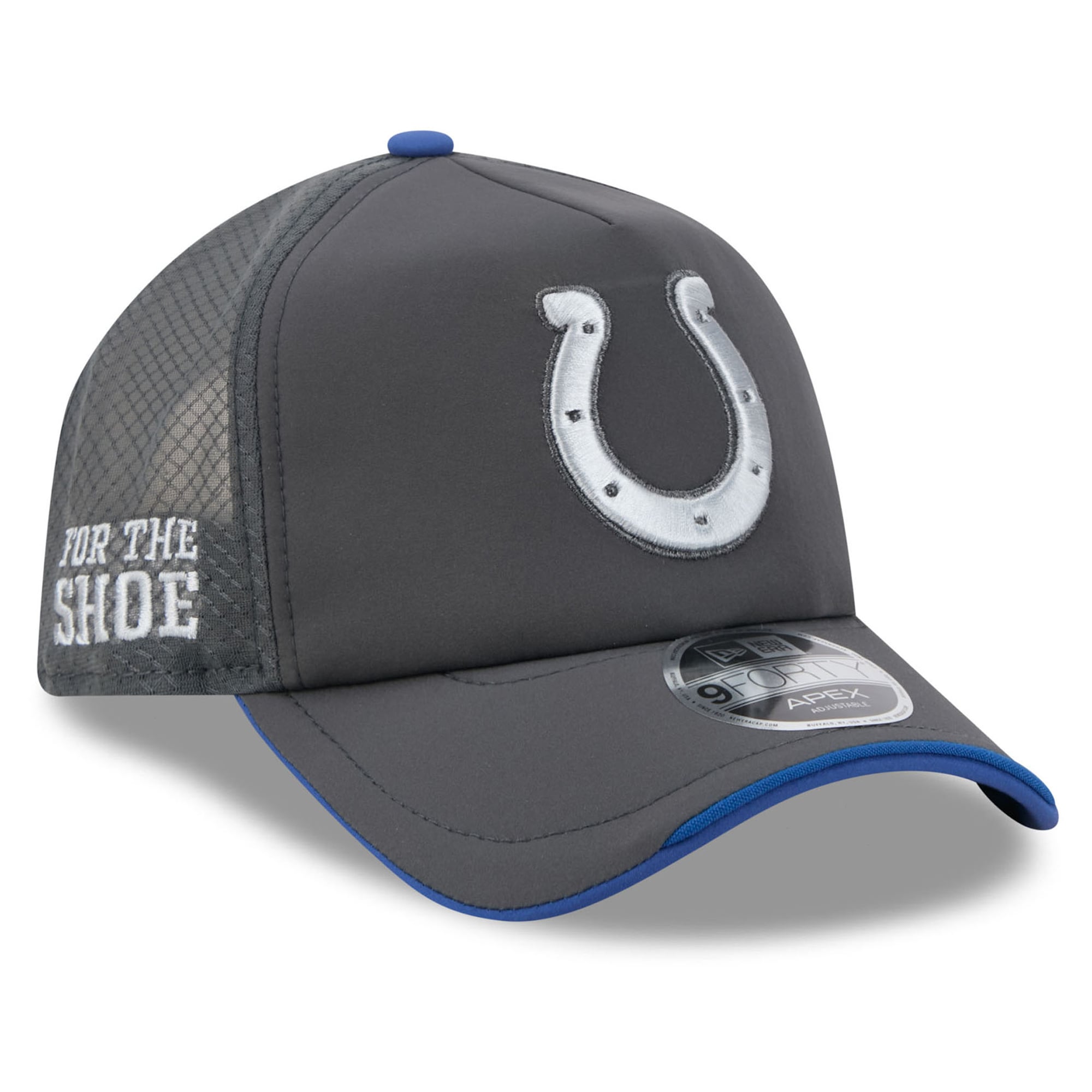 Casquette ajustable New Era Apex anthracite pour homme, collection Indianapolis Colts 2026 Rivalries, modèle 9FORTY.