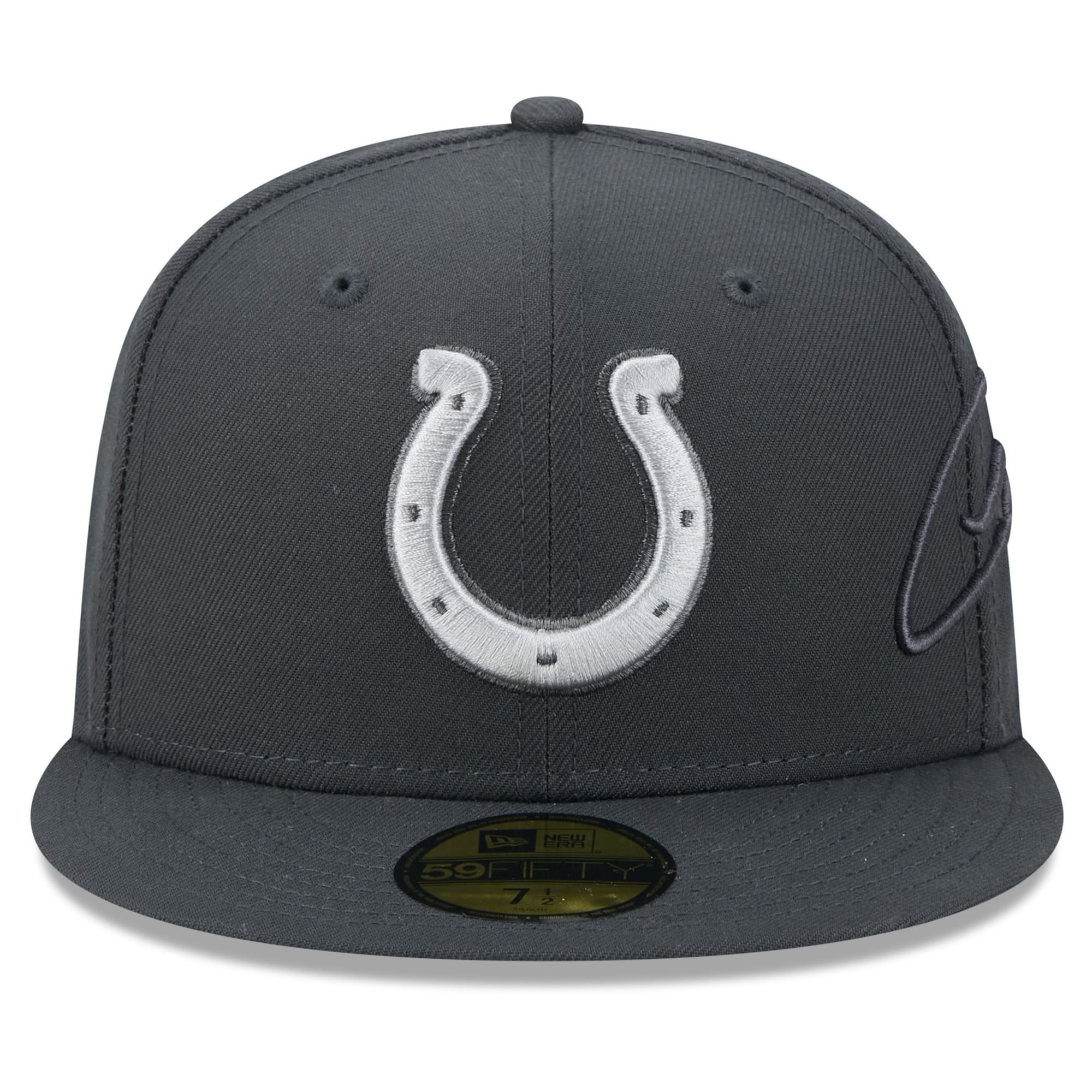 Men's New Era Anthracite Indianapolis Colts 2026 Rivalries Collection Fan Pack Side Script 59FIFTY Fitted Hat