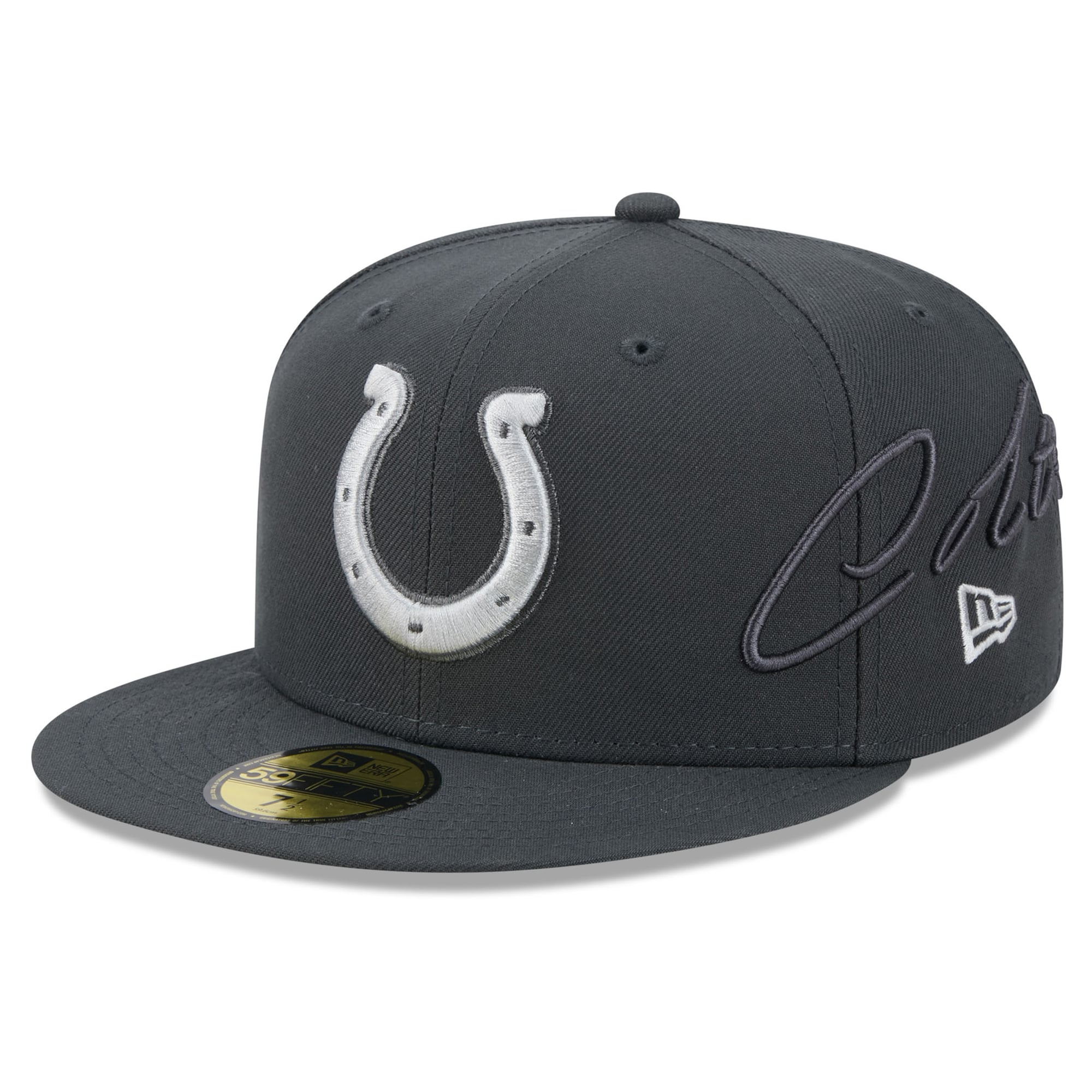 Men's New Era Anthracite Indianapolis Colts 2026 Rivalries Collection Fan Pack Side Script 59FIFTY Fitted Hat