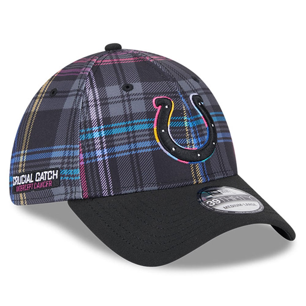 Casquette à carreaux Crucial Catch 39THIRTY Flex noire Indianapolis Colts 2024 NFL New Era pour homme