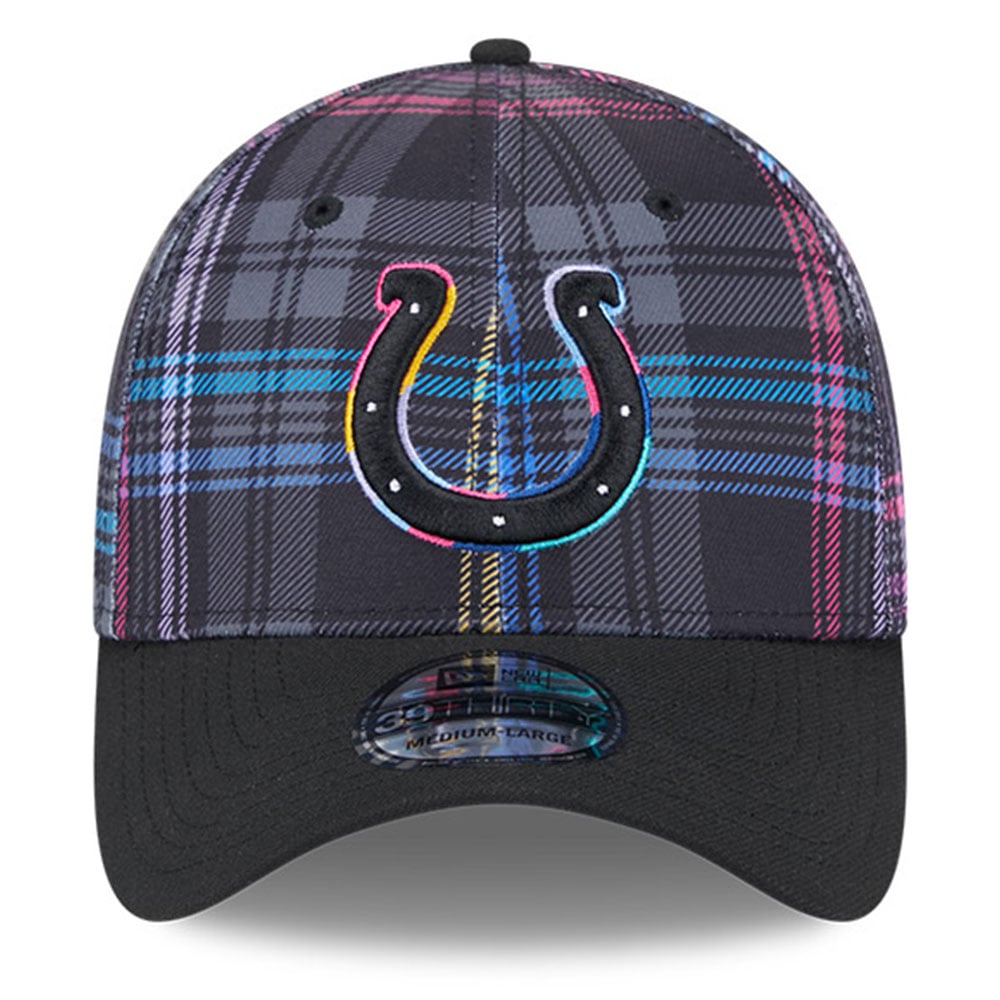 Casquette à carreaux Crucial Catch 39THIRTY Flex noire Indianapolis Colts 2024 NFL New Era pour homme