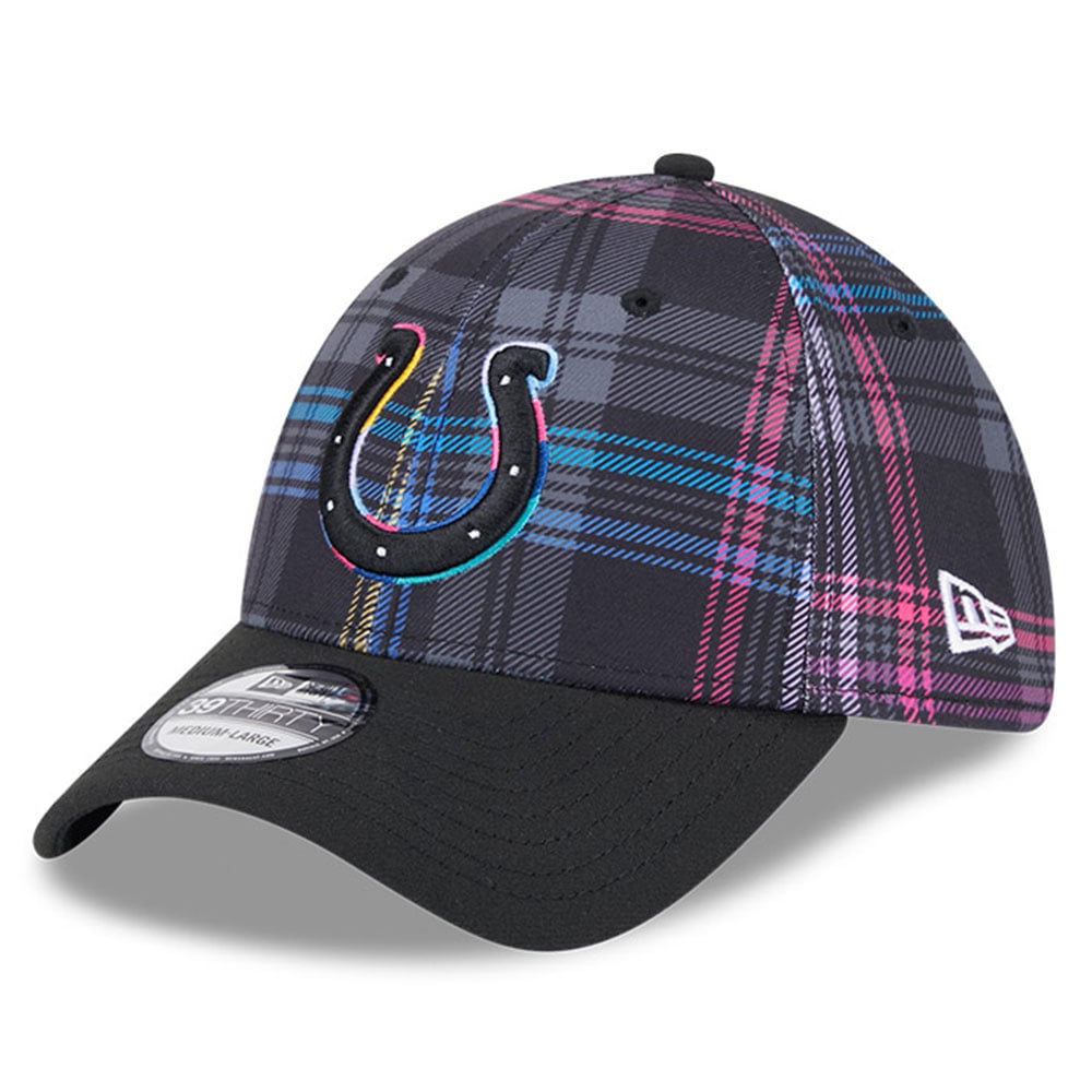 Casquette à carreaux Crucial Catch 39THIRTY Flex noire Indianapolis Colts 2024 NFL New Era pour homme