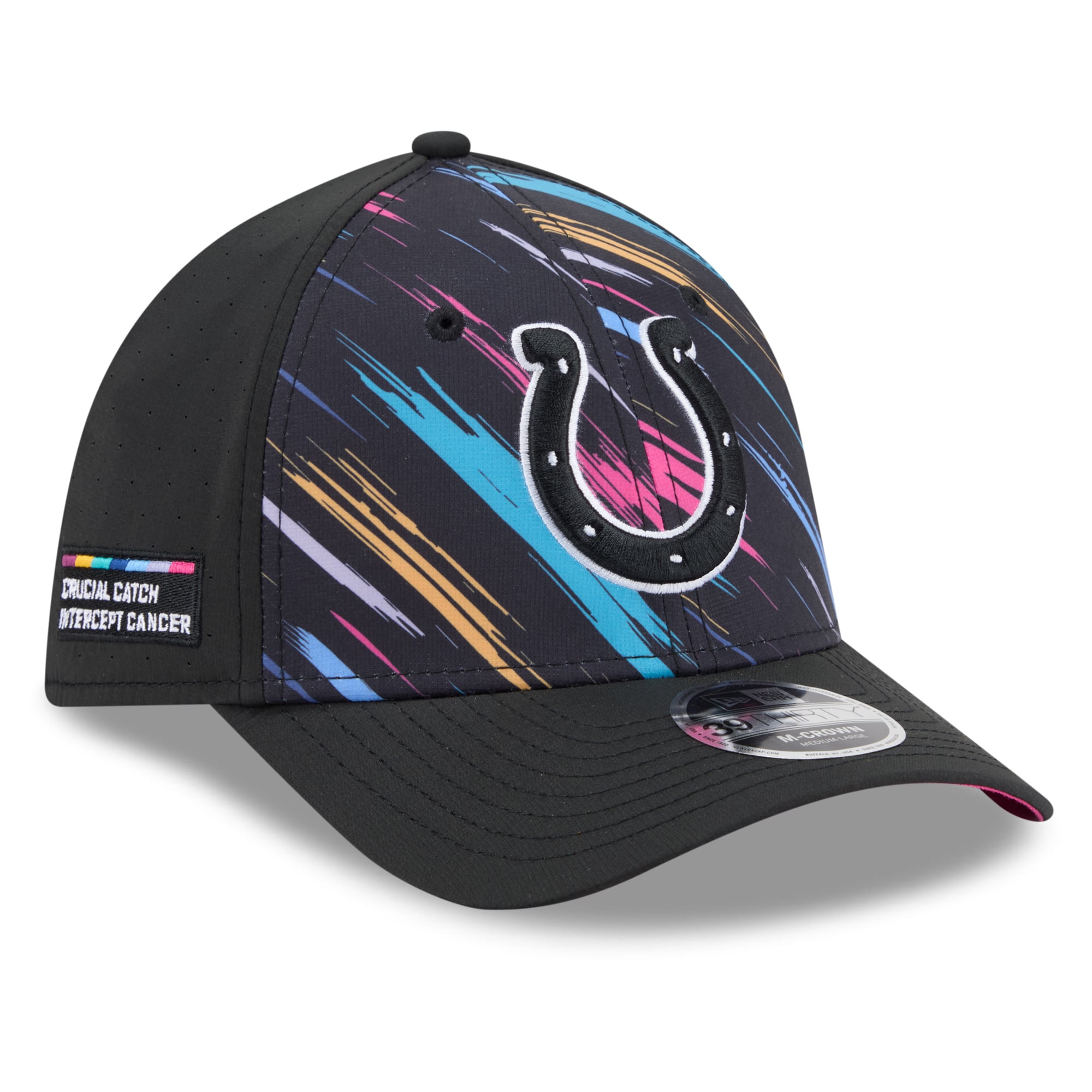 Men's New Era Black Indianapolis Colts 2026 NFL Crucial Catch 39THIRTY M-Crown Stretch Hat