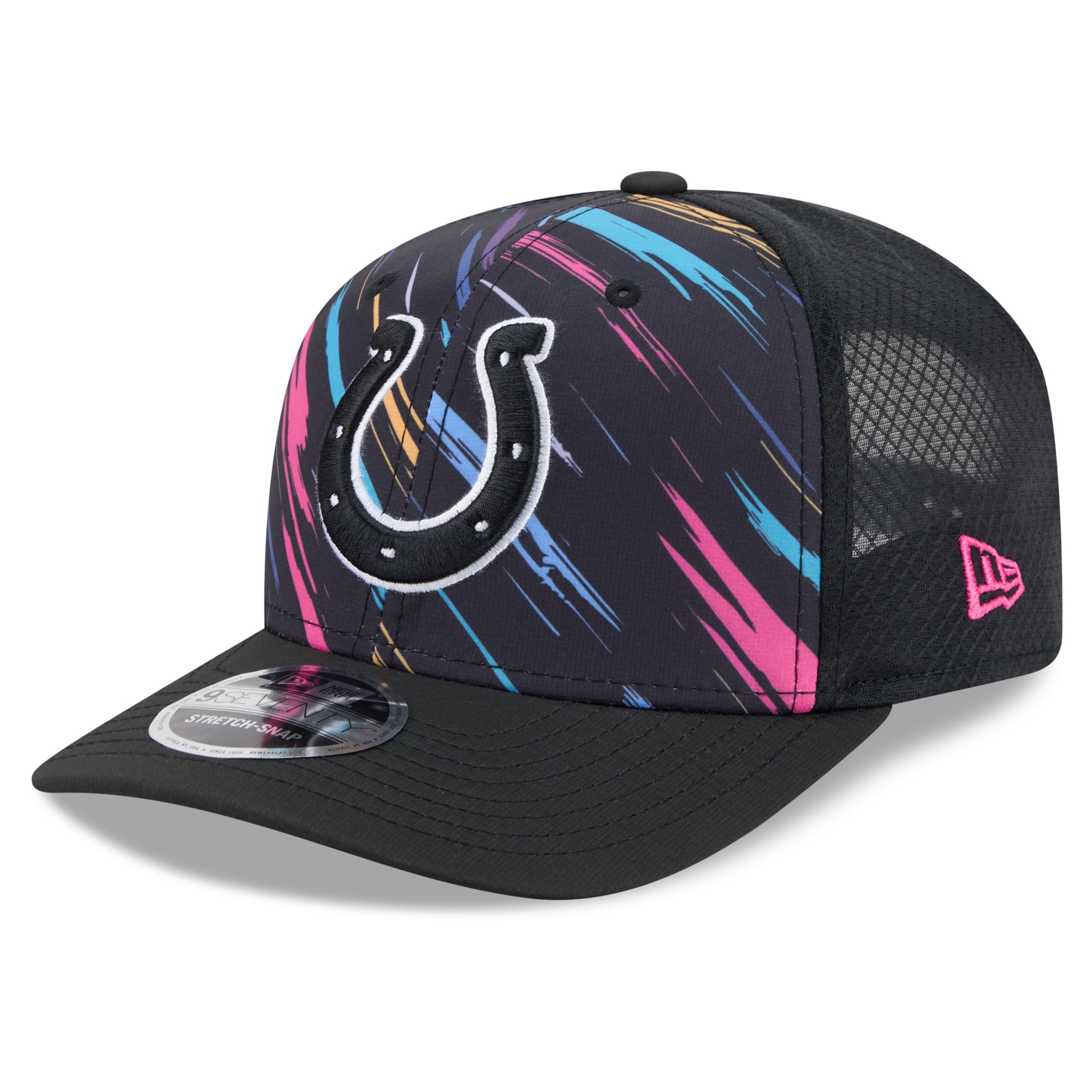 Men's New Era Black Indianapolis Colts 2026 NFL Crucial Catch 9SEVENTY Adjustable Trucker Hat